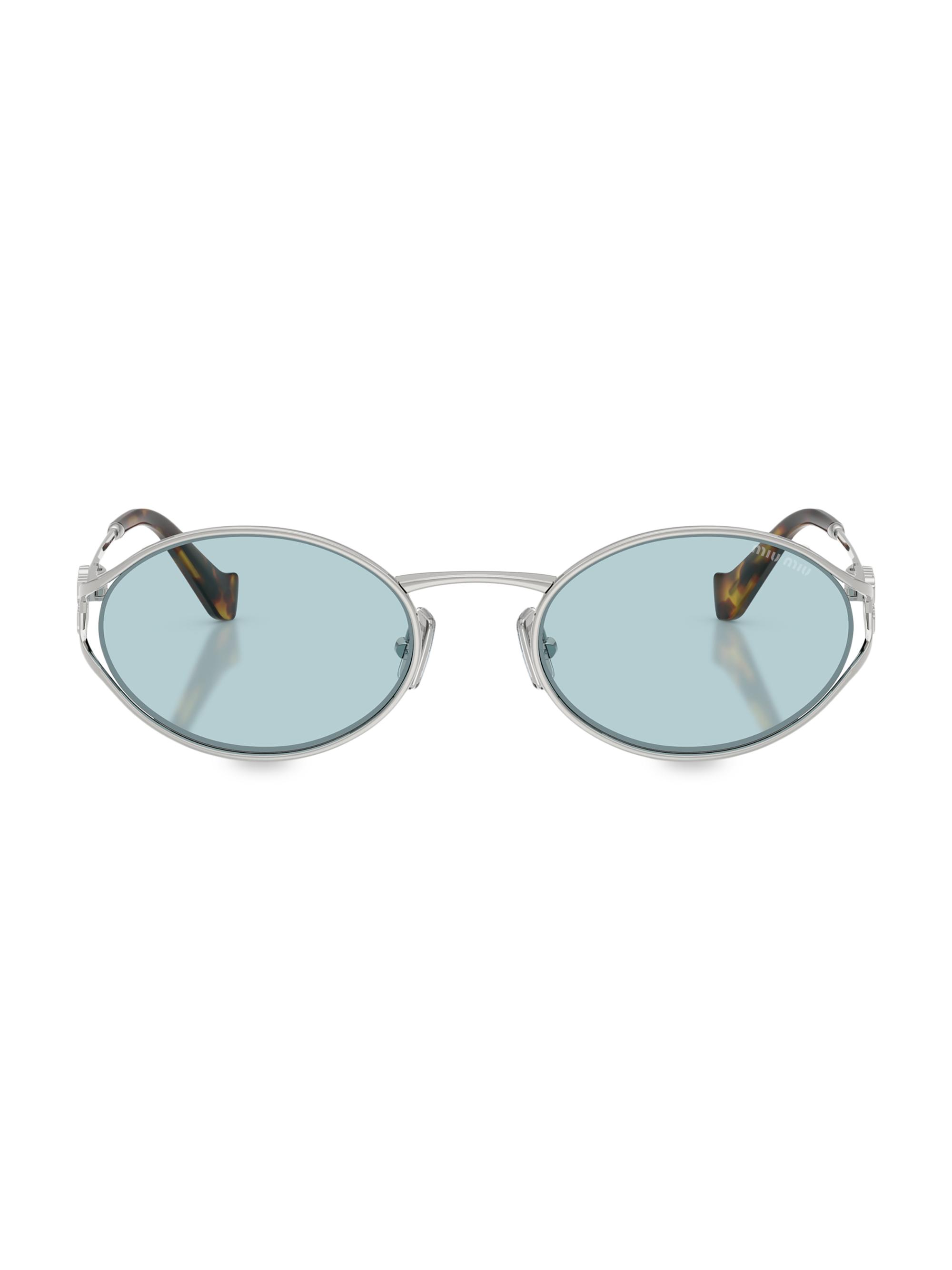 Miu Miu Women's 54MM Metal Round Sunglasses - Silver Blue