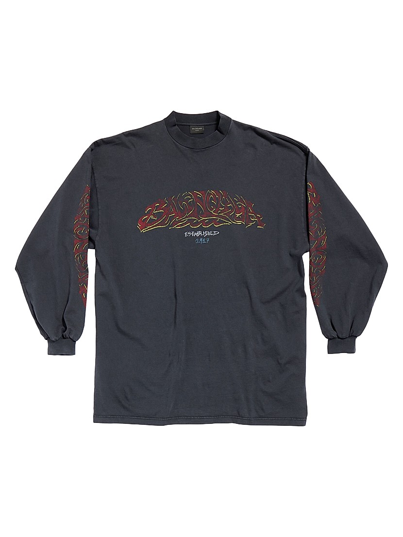 Shop Balenciaga Offshore Long Sleeve Oversized T-Shirt Shop Balenciaga Offshore Long Sleeve Oversized T-Shirt