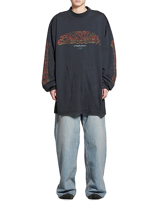 Shop Balenciaga Offshore Long Sleeve Oversized T-Shirt Shop Balenciaga Offshore Long Sleeve Oversized T-Shirt