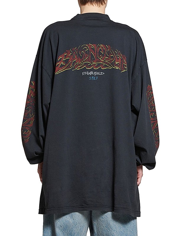 Shop Balenciaga Offshore Long Sleeve Oversized T-Shirt Shop Balenciaga Offshore Long Sleeve Oversized T-Shirt
