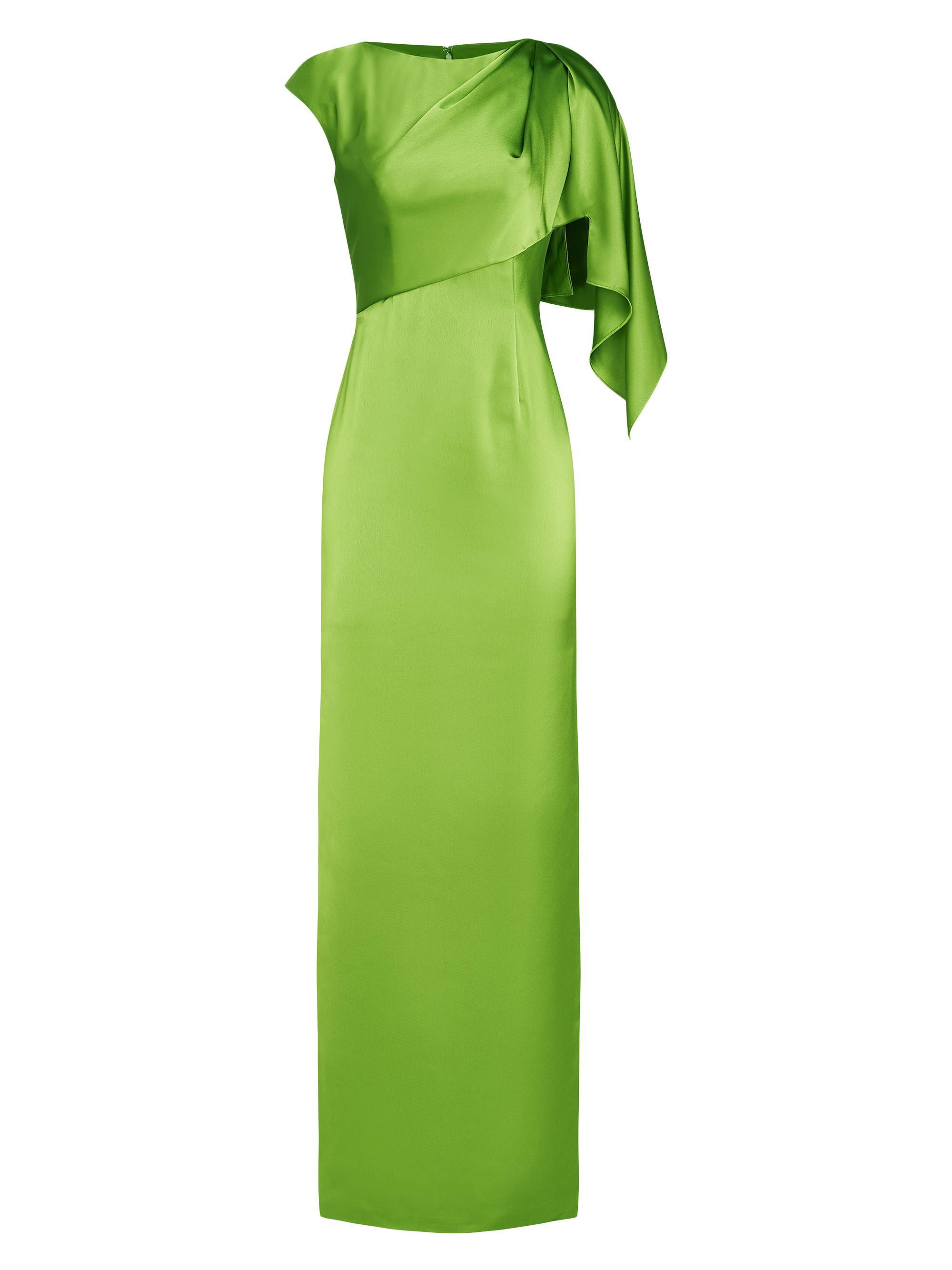 Theia Women's Tilly Satin Draped Column Gown - Paradise Green