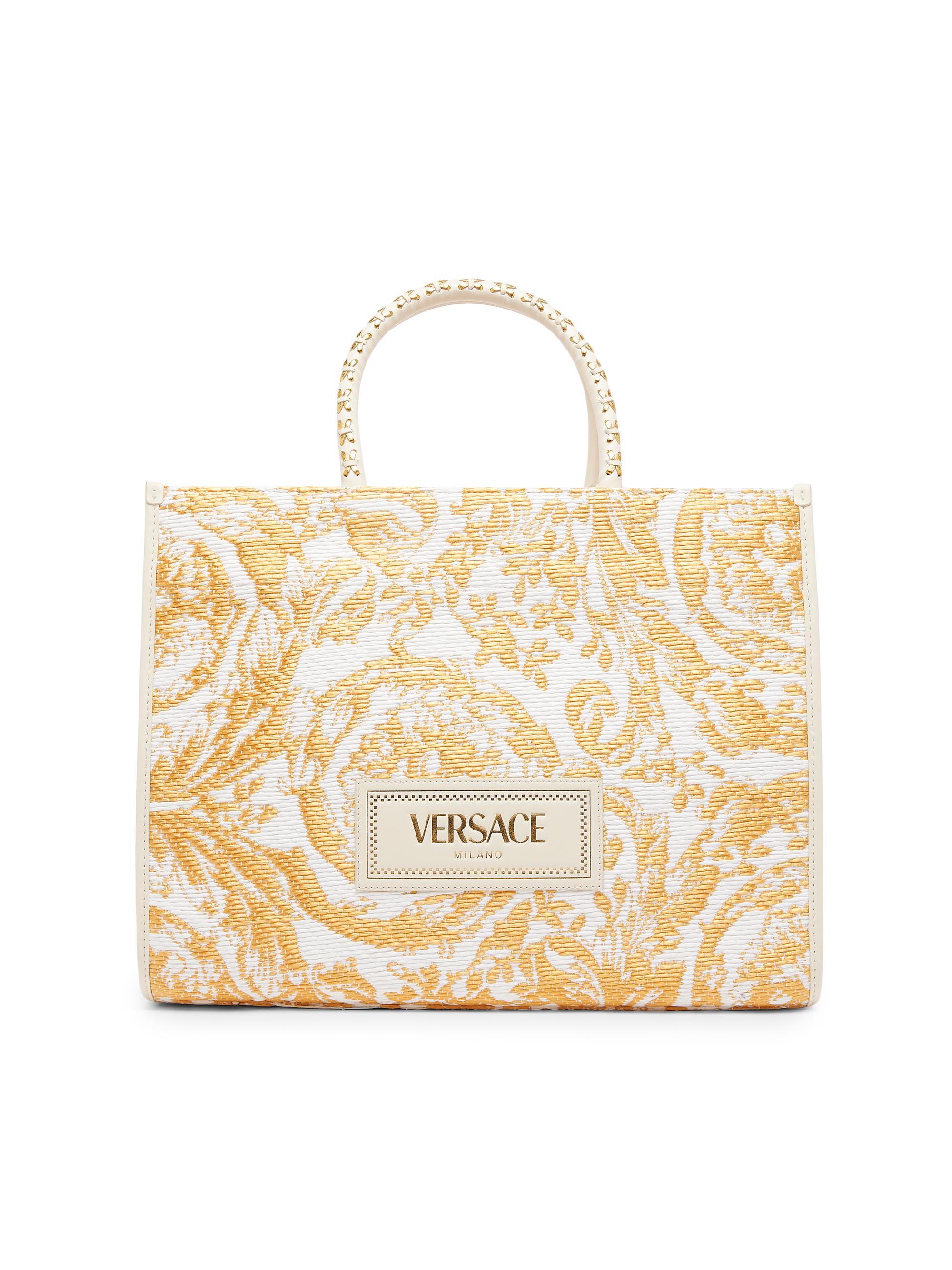 Versace Large Athena Jacquard Raffia Tote Bag | Saks Fifth Avenue