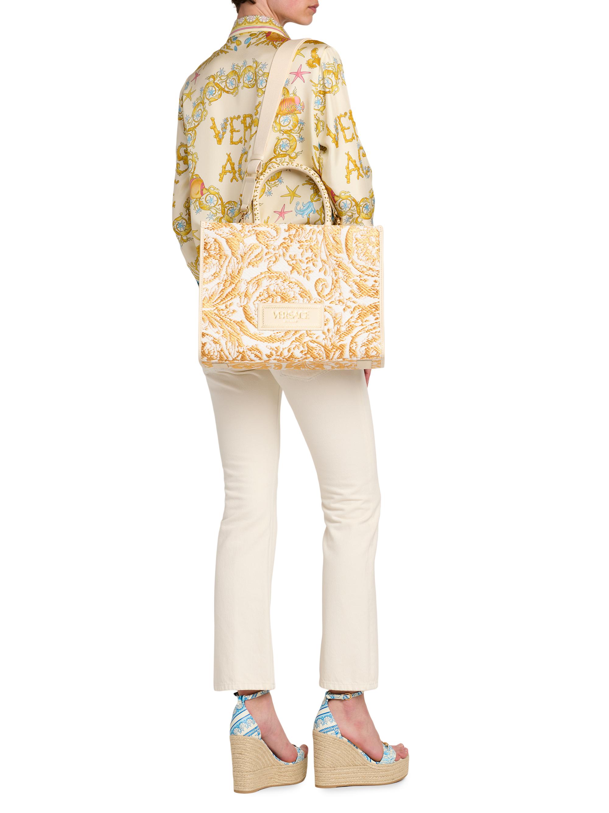 Versace Large Athena Jacquard Raffia Tote Bag | Saks Fifth Avenue