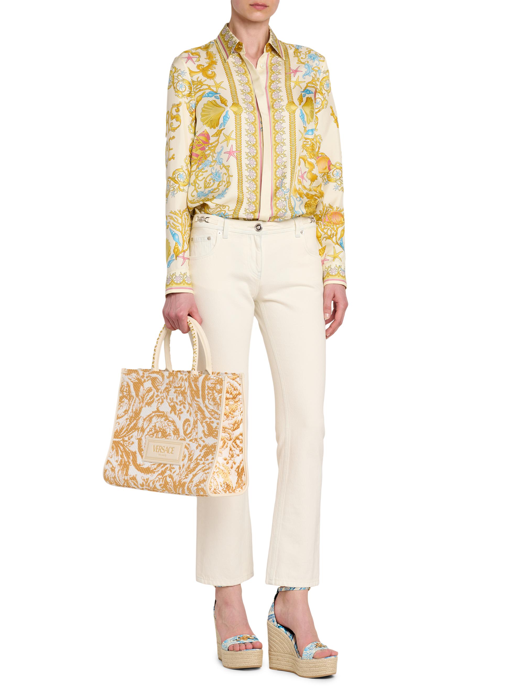 Versace Large Athena Jacquard Raffia Tote Bag | Saks Fifth Avenue