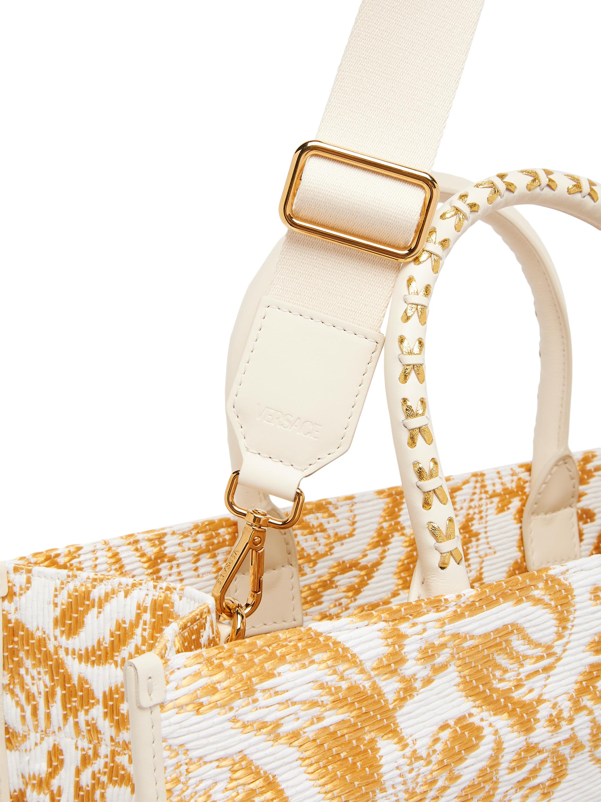 VERSACE アテナ トート　ラフィア Athena Small Raffia Tote Pink,White | VERSACE US