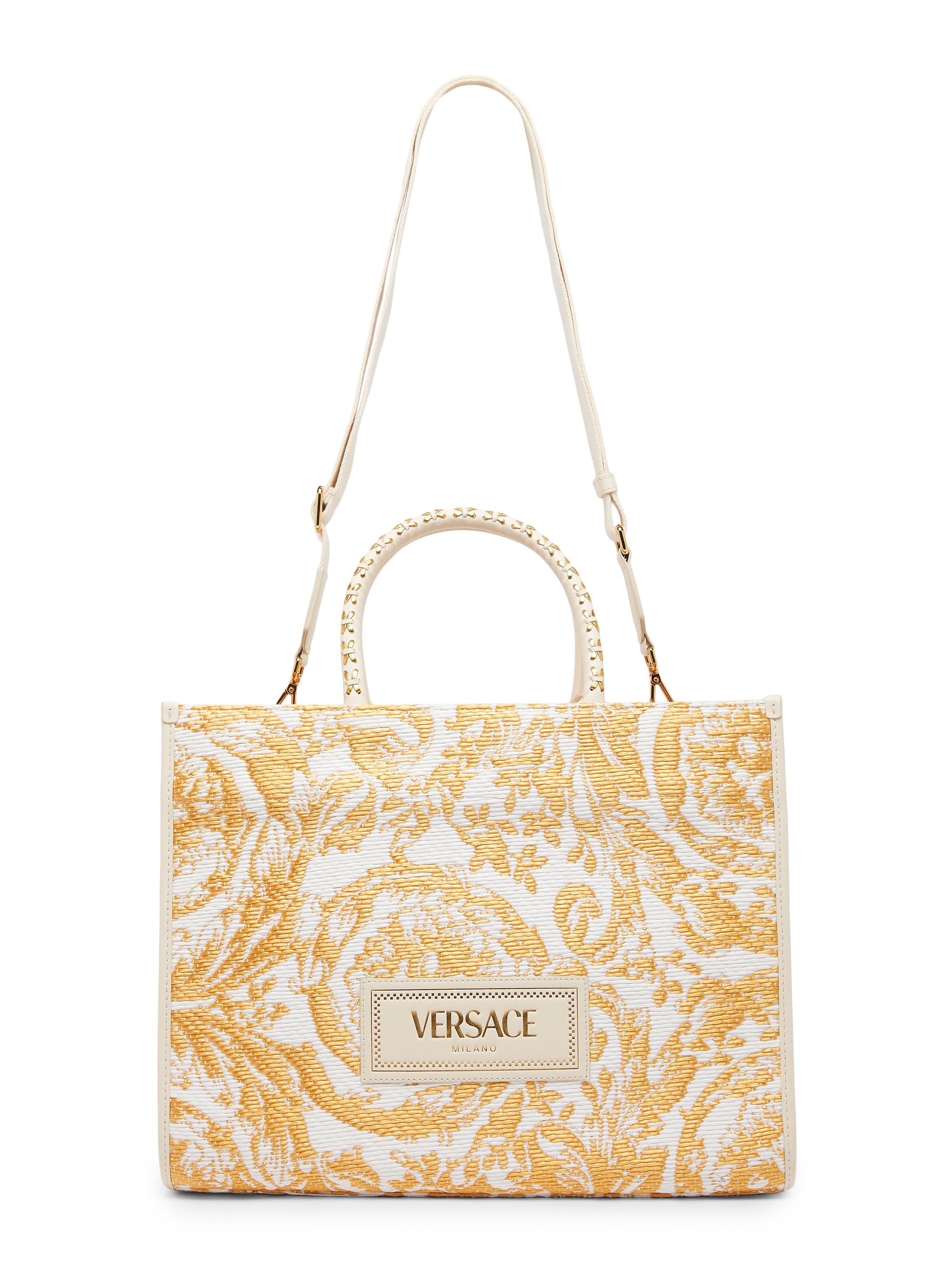 VERSACE アテナ トート　ラフィア Versace Large Athena Jacquard Raffia Tote Bag | Saks Fifth Avenue