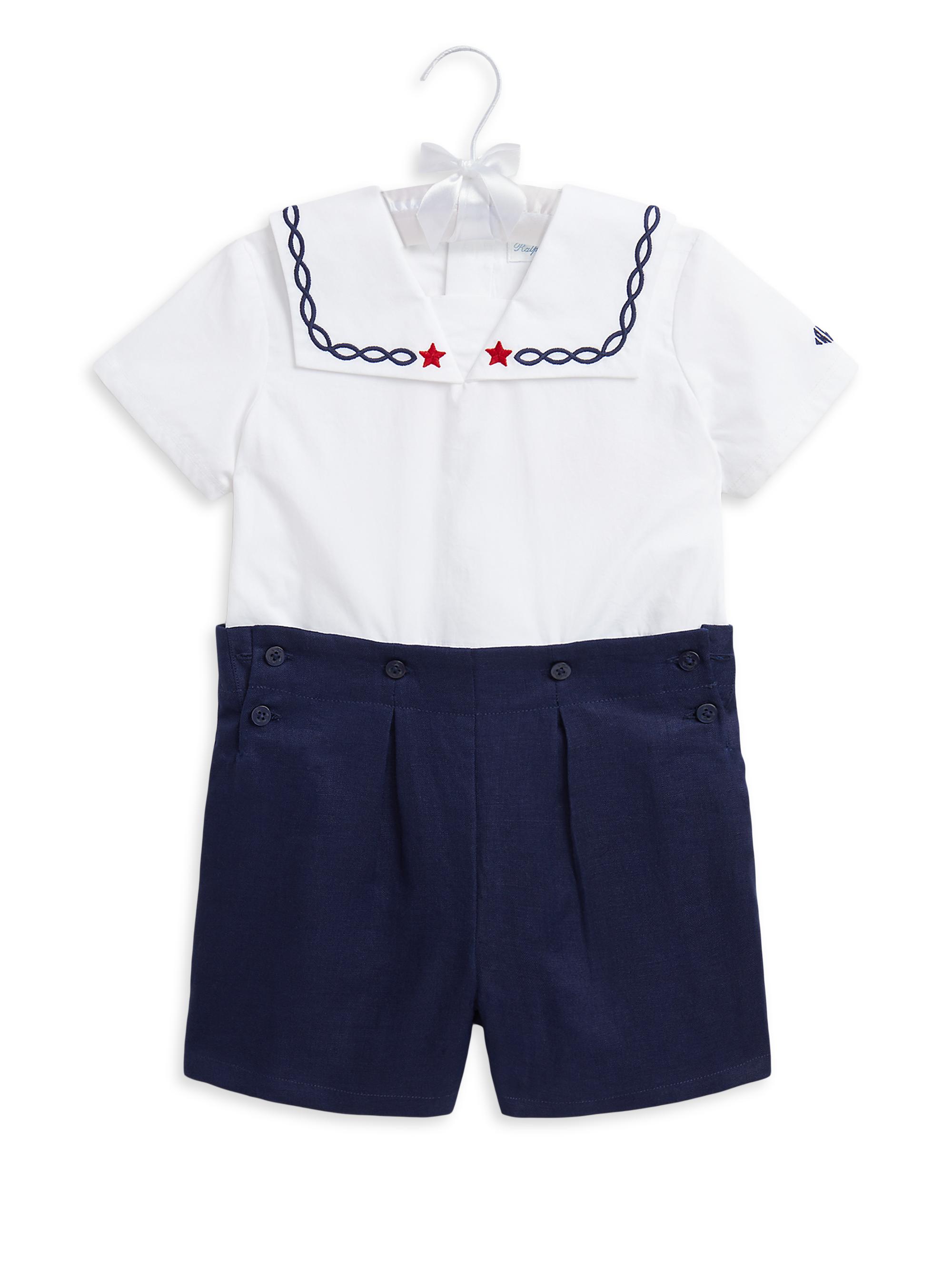 Ralph Lauren Kids smocked-detail linen short set - White