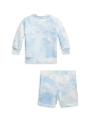 2-piece Toddler Girl/Boy Tie Dye Long-sleeve Ribbed Henley Shirt and Elasticized Pants Set