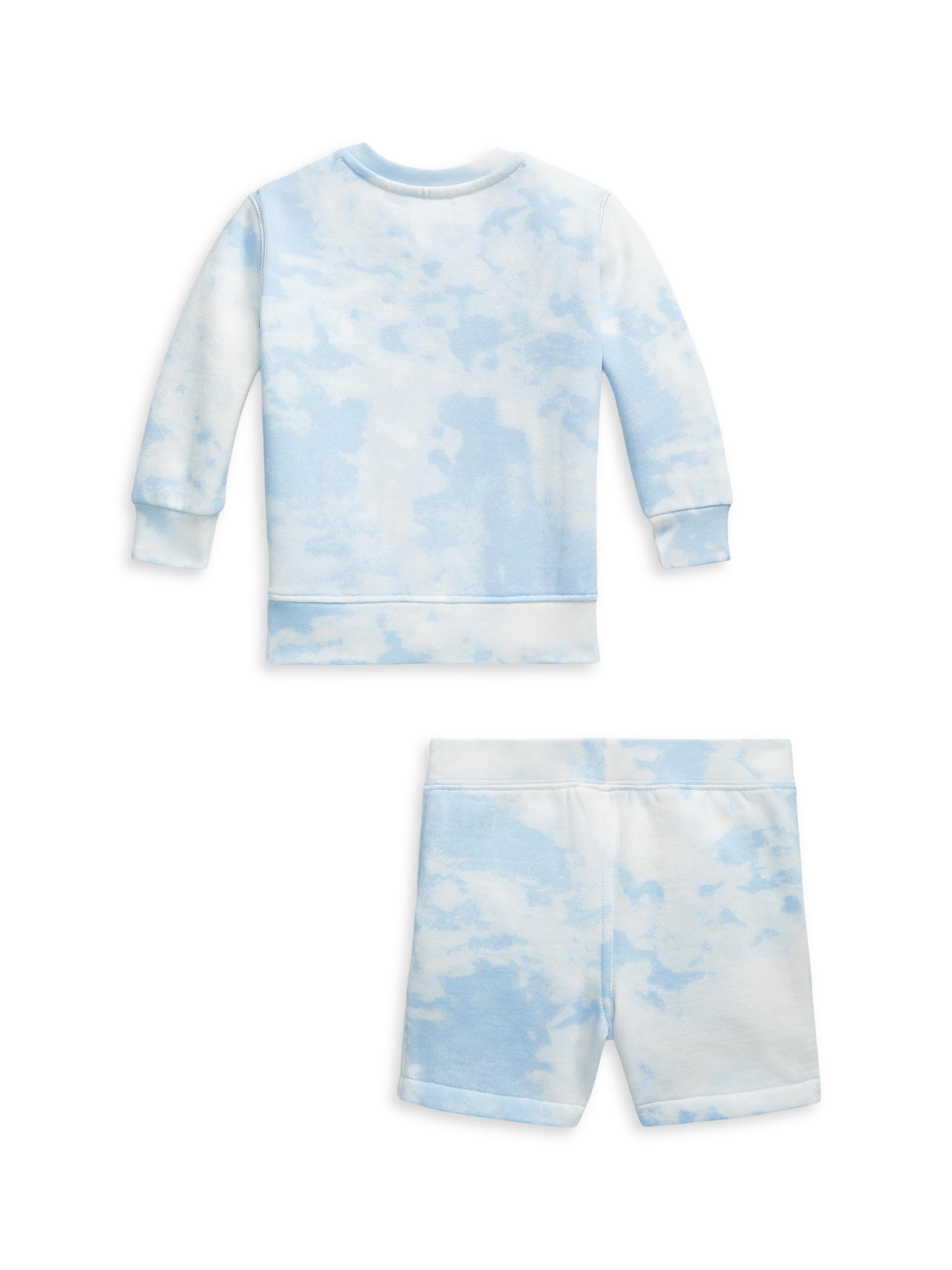 2-piece Toddler Girl/Boy Tie Dye Long-sleeve Ribbed Henley Shirt and Elasticized Pants Set