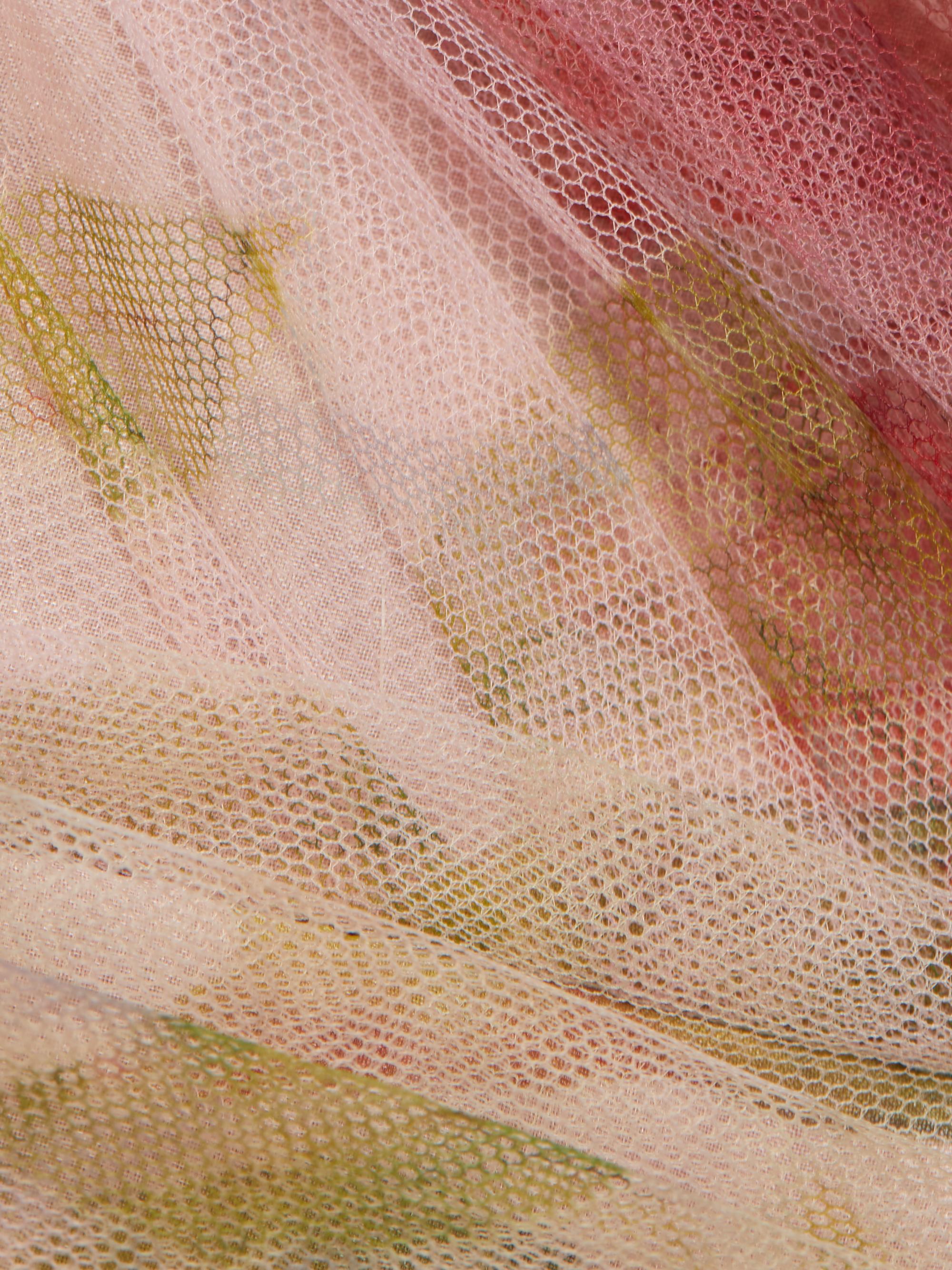 Teri Jon Organza Ruffled Rosette Gown - Blush Multi - 12
