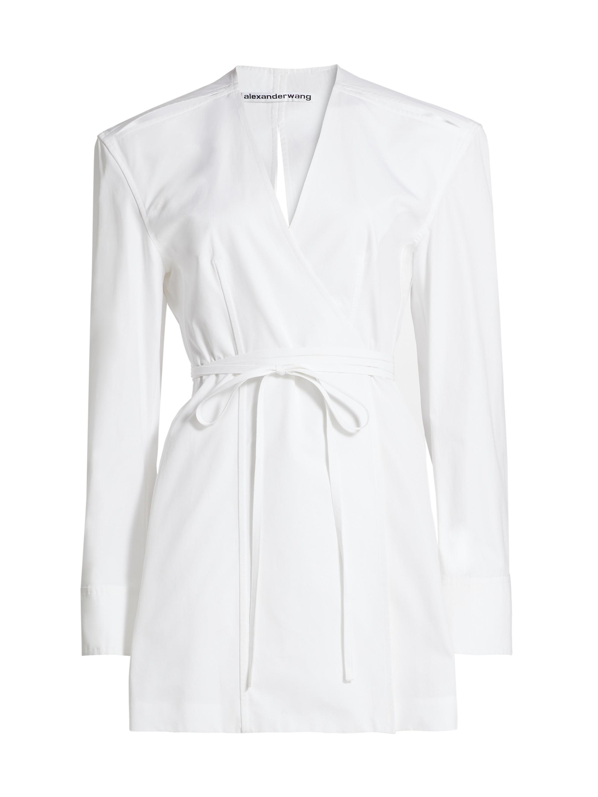 Alexander Wang Women's Cotton Shoulder-Slit Wrap Shirtdress - White