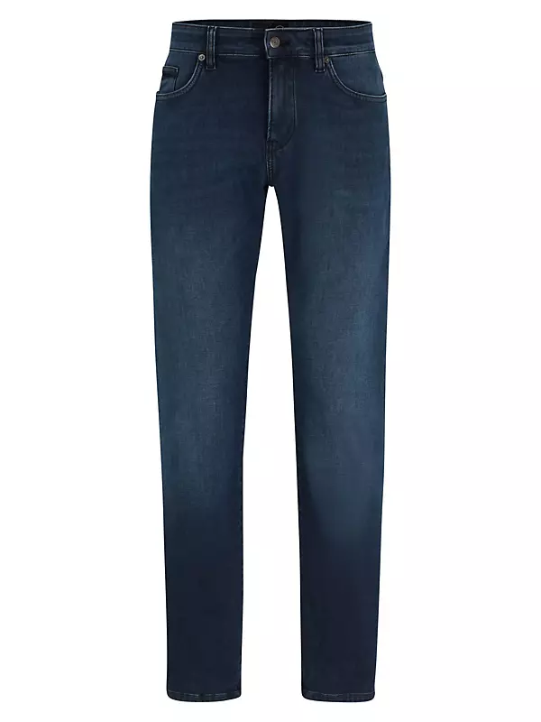 BOSS - Slim-fit jeans in stonewashed grey Italian stretch denim