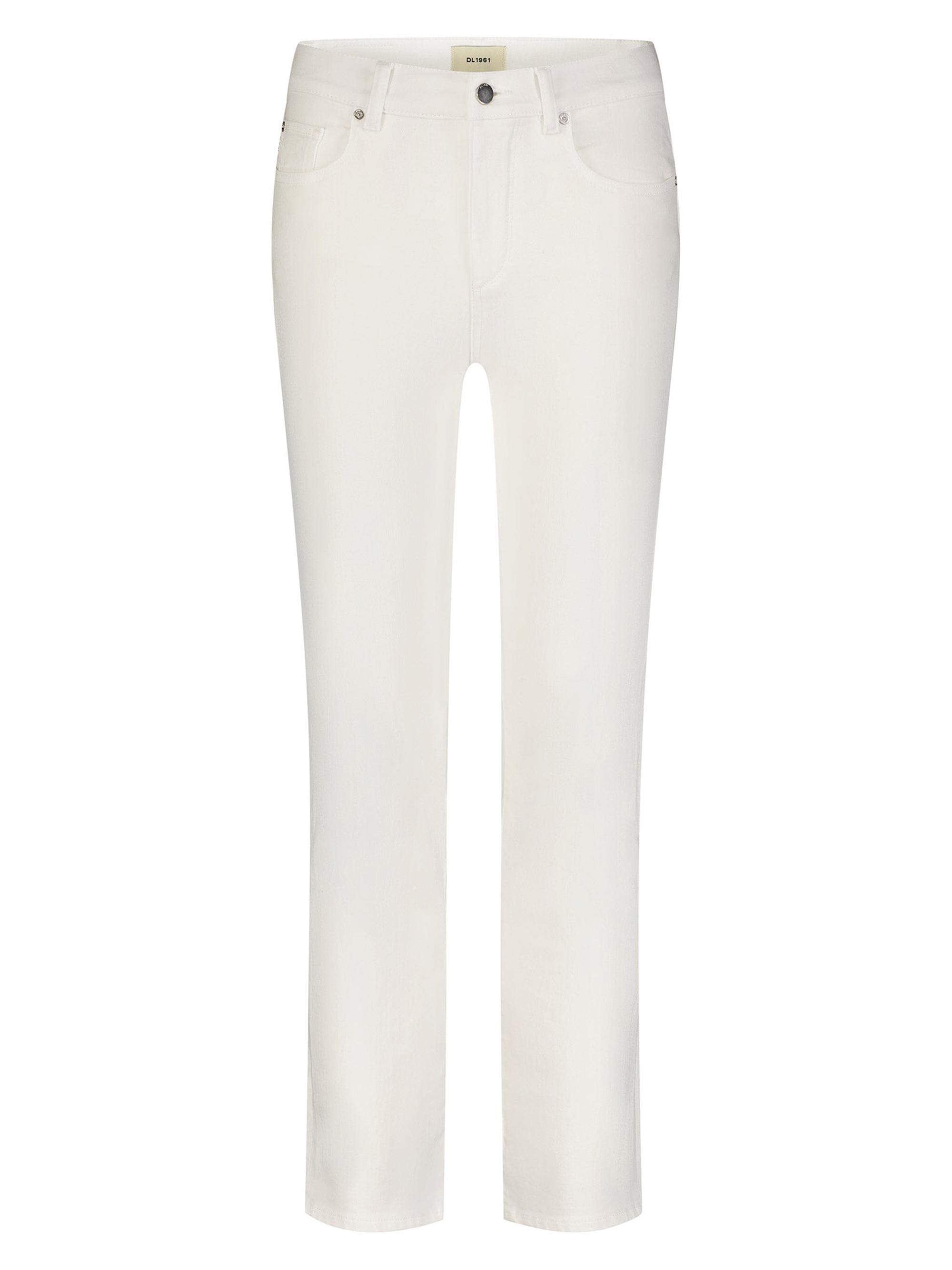 DL1961 Women's Mara Straight Mid Rise Instasculpt Ankle Jeans - White