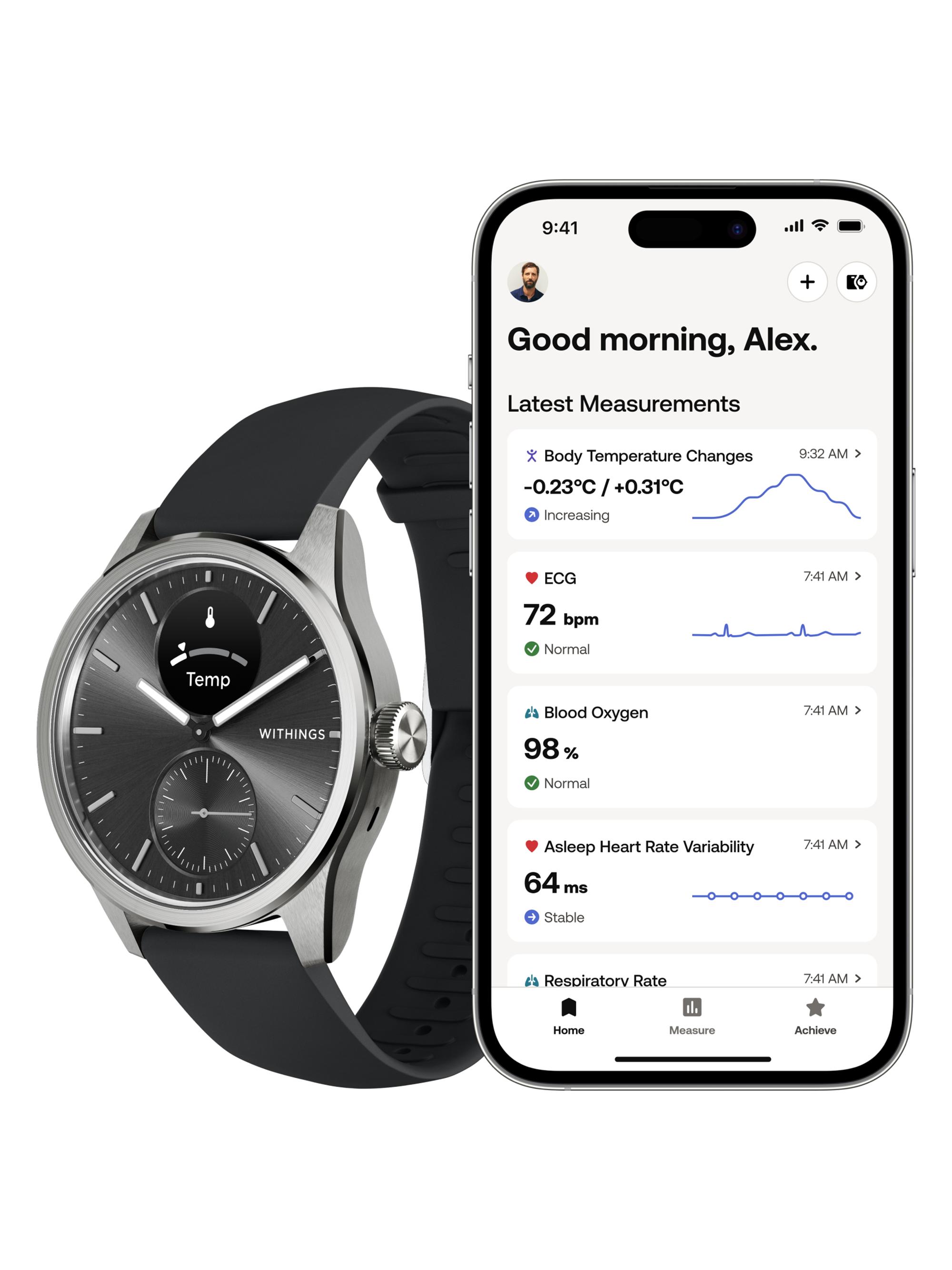 Withings Scanwatch 2 - Heart Health Luxury Smartwatch - 42MM - Black