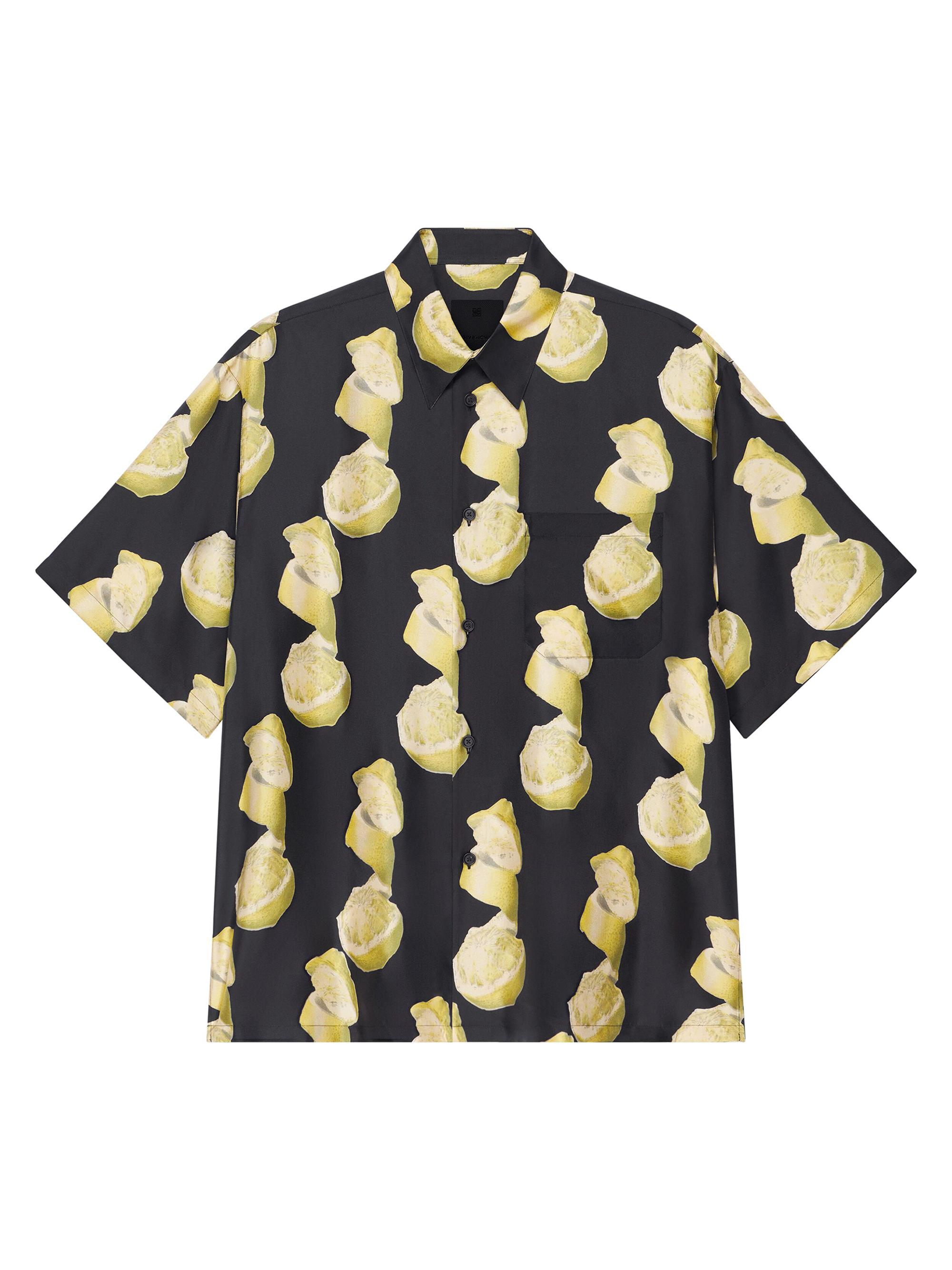 Givenchy Men's Hawaiian Shirt in Printed Silk - Black Yellow