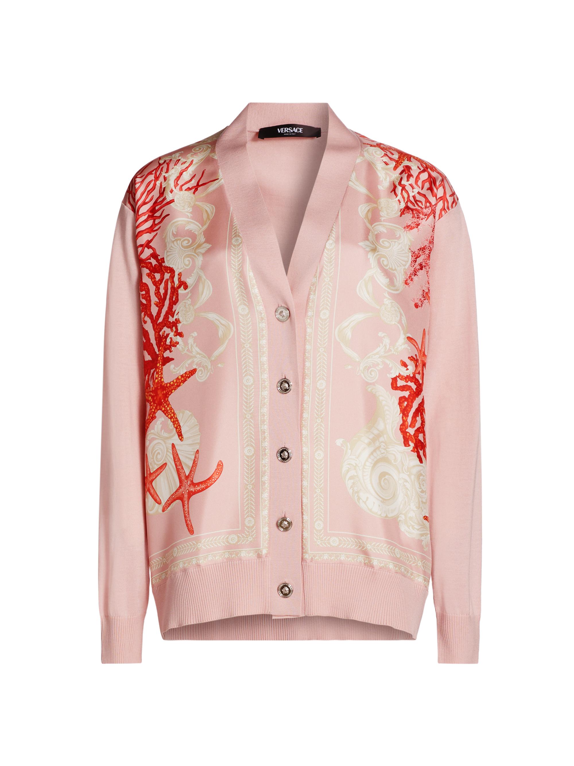 Versace Women's La Vacanza Graphic Wool & Silk-Blend Cardigan - Dusty Rose Coral