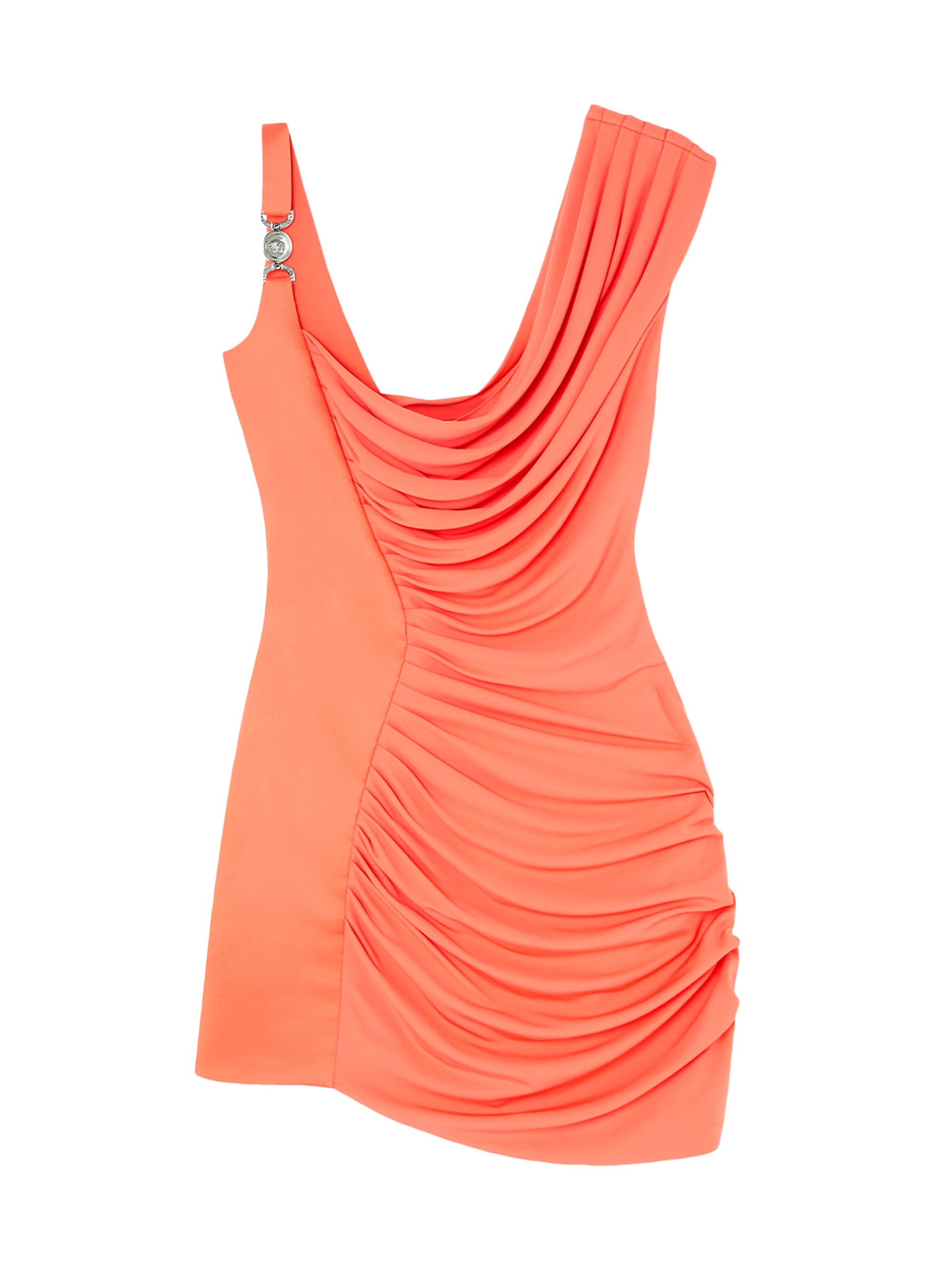 Versace Women's Asymmetric Ruched Cocktail Minidress - Coral
