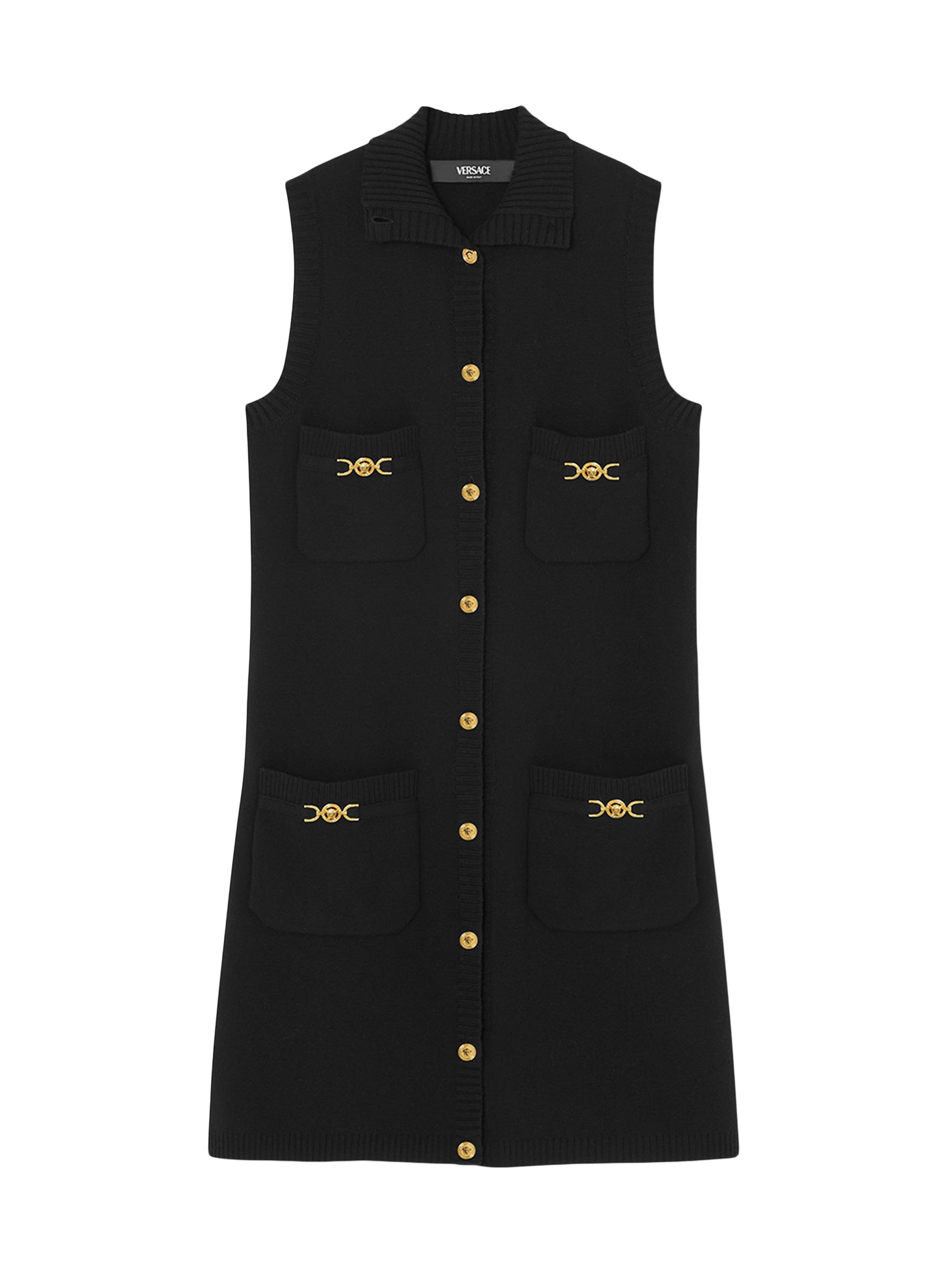 Versace Women's Medusa Knit Button-Front Dress - Black