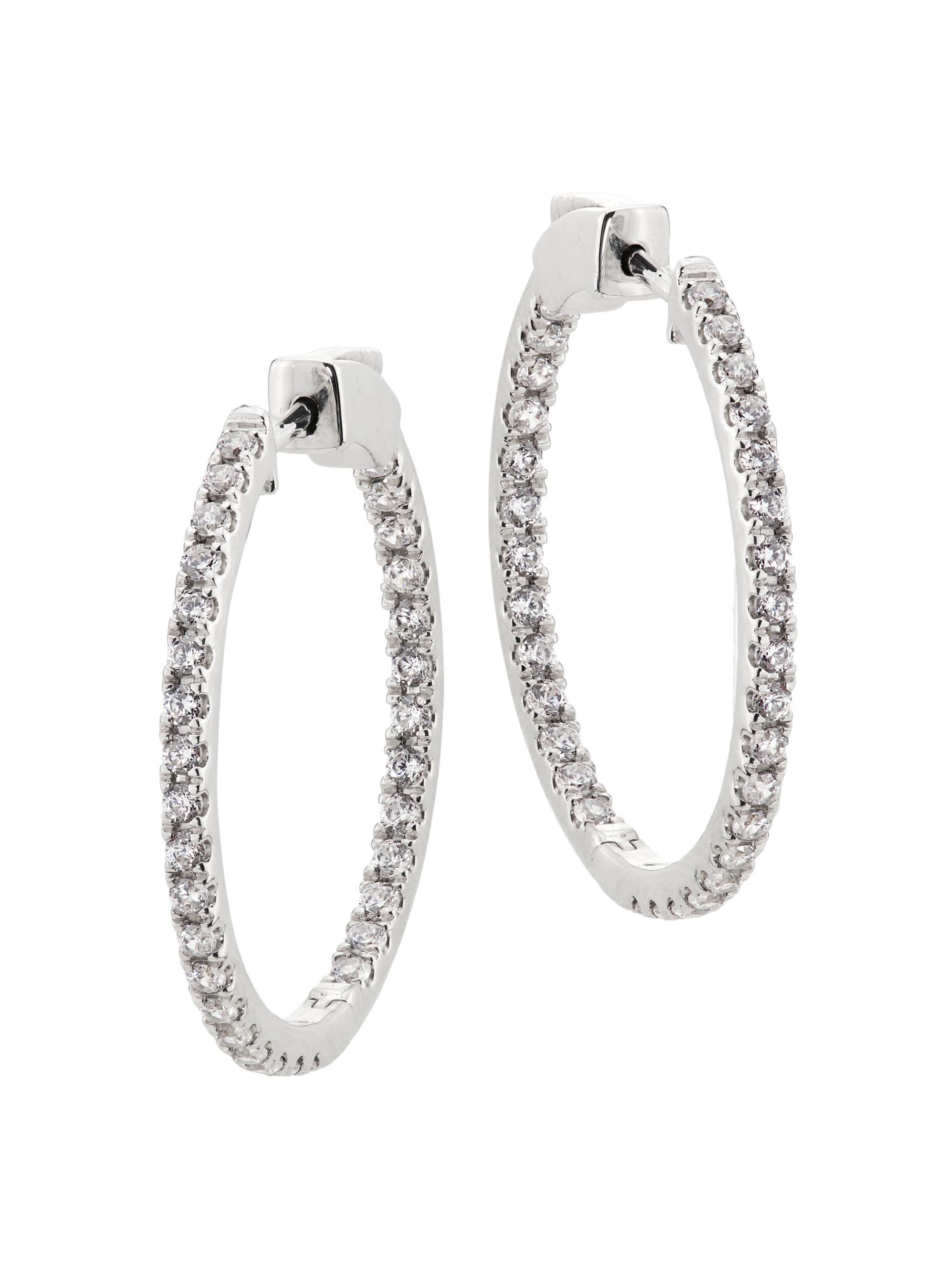 Saks Fifth Avenue Collection Women's 14K White Gold & 1.50 TCW Lab-Grown Diamond Inside-Out Hoop Earrings/30MM - White Gold