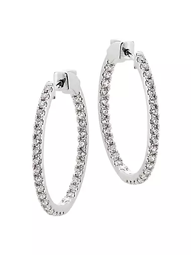 14K White Gold & 1.50 TCW Lab-Grown Diamond Inside-Out Hoop Earrings/30MM