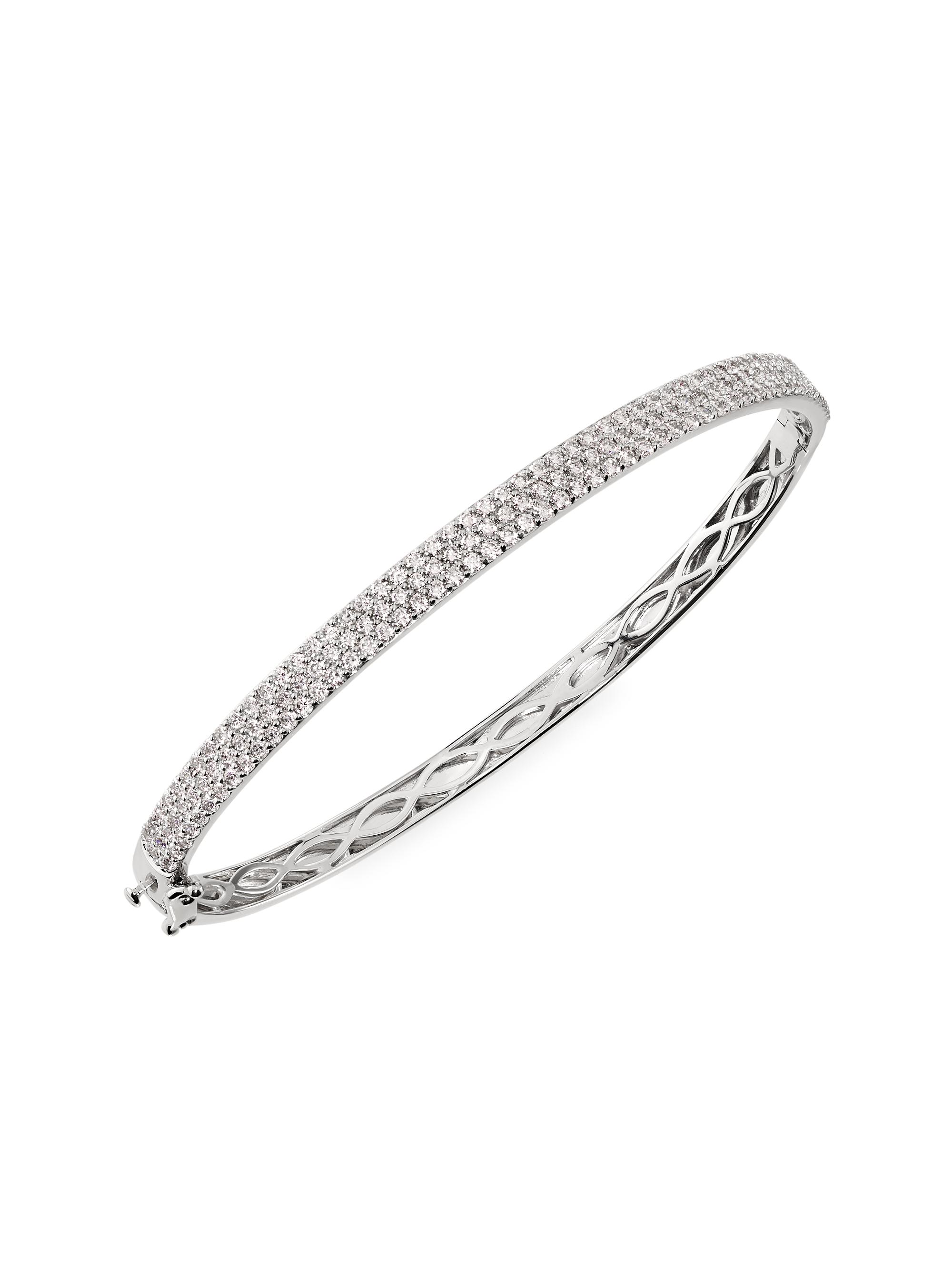 Saks Fifth Avenue Collection Women's 14K White Gold & 2.00 TCW Lab-Grown Diamond Bangle - White Gold