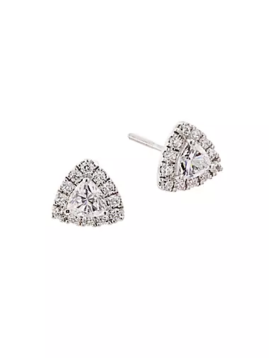 14K White Gold & 0.50 TCW Lab-Grown Diamond Halo Stud Earrings
