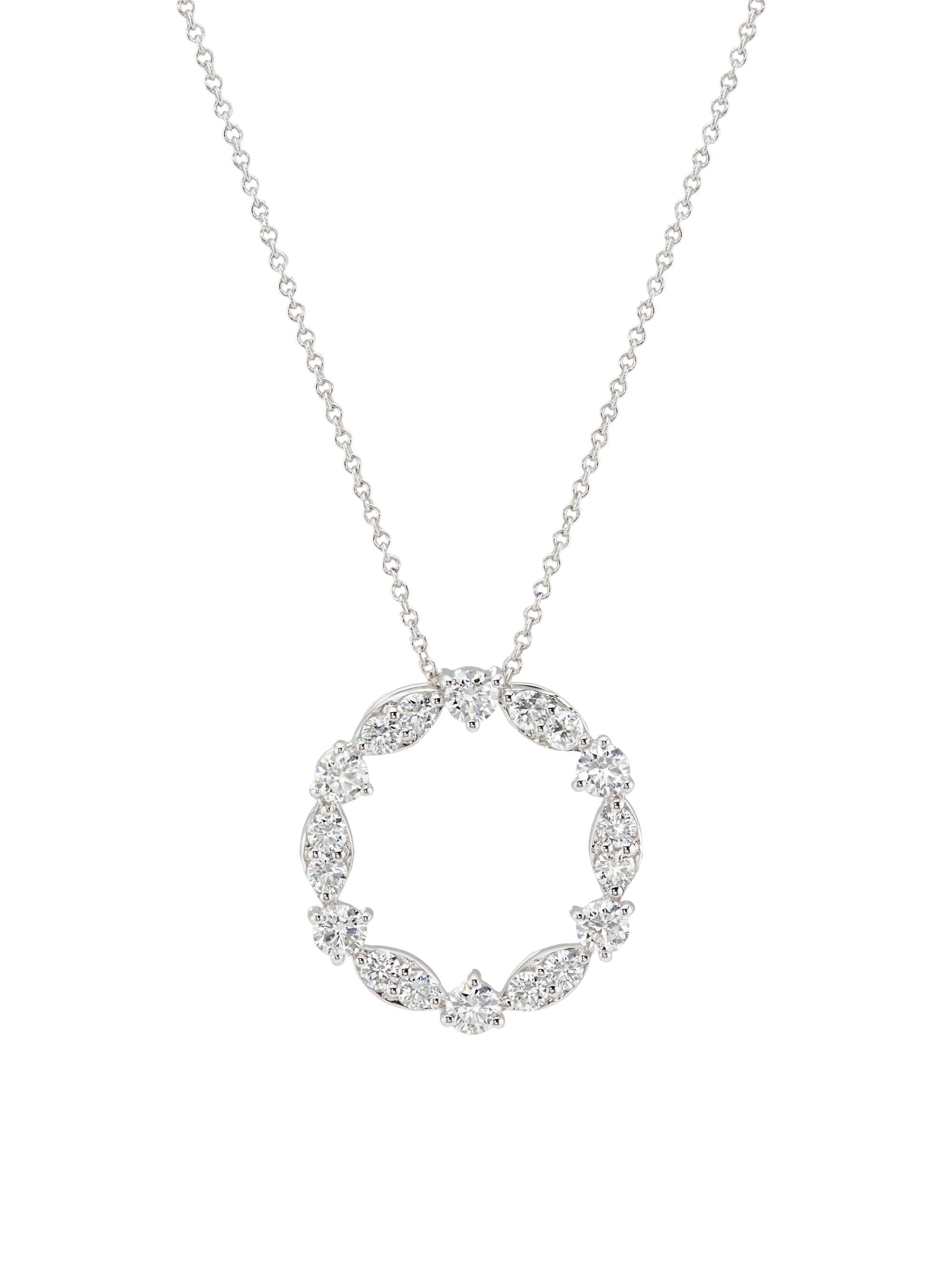 Saks Fifth Avenue Collection Women's 14K White Gold & 1.00 TCW Lab-Grown Diamond Circle Pendant Necklace - White Gold