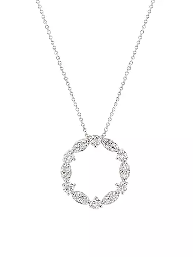 14K White Gold & 1.00 TCW Lab-Grown Diamond Circle Pendant Necklace