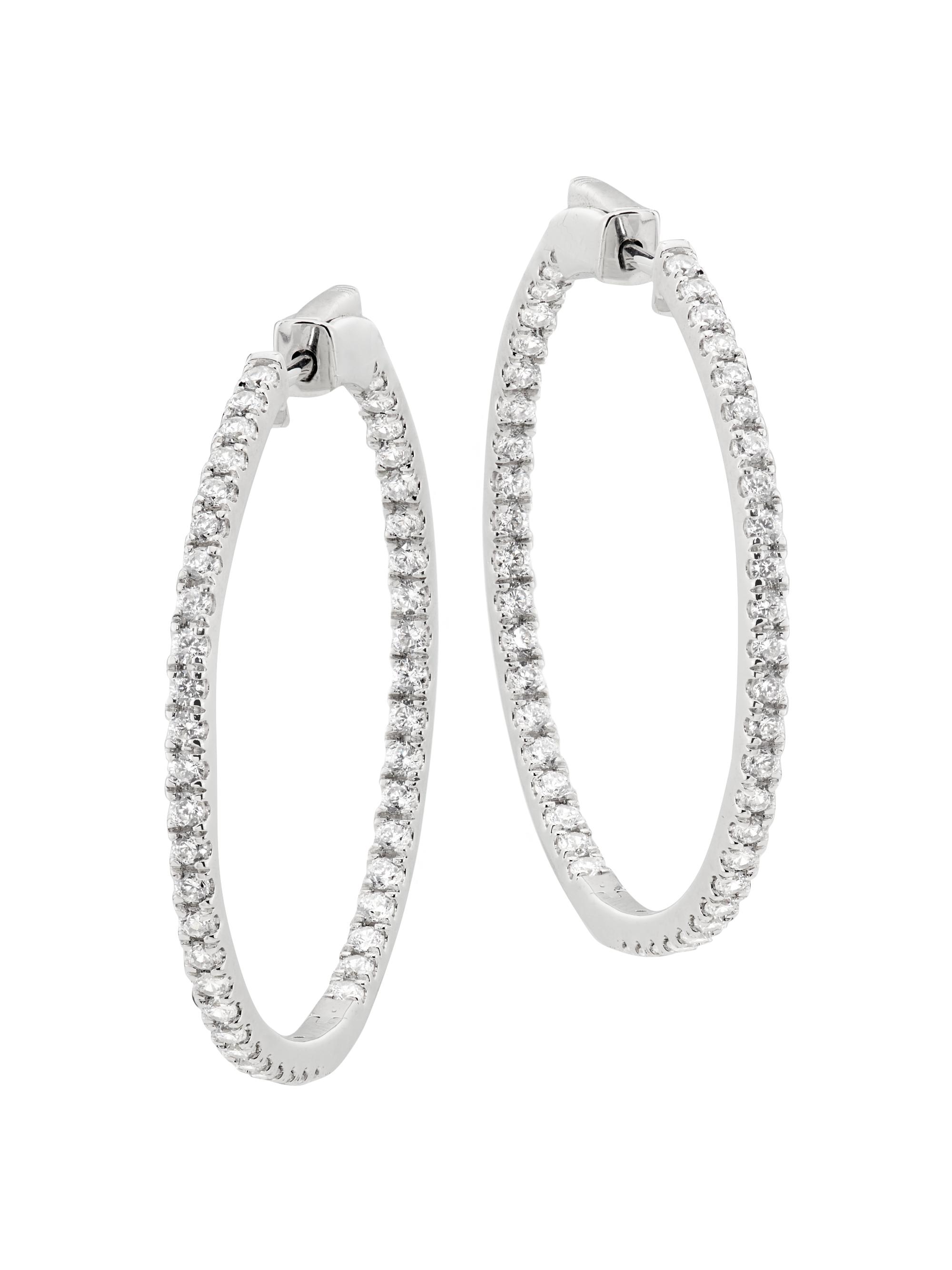 Saks Fifth Avenue Collection Women's 14K White Gold & 2.50 TCW Lab-Grown Diamond Inside-Out Hoop Earrings - White Gold