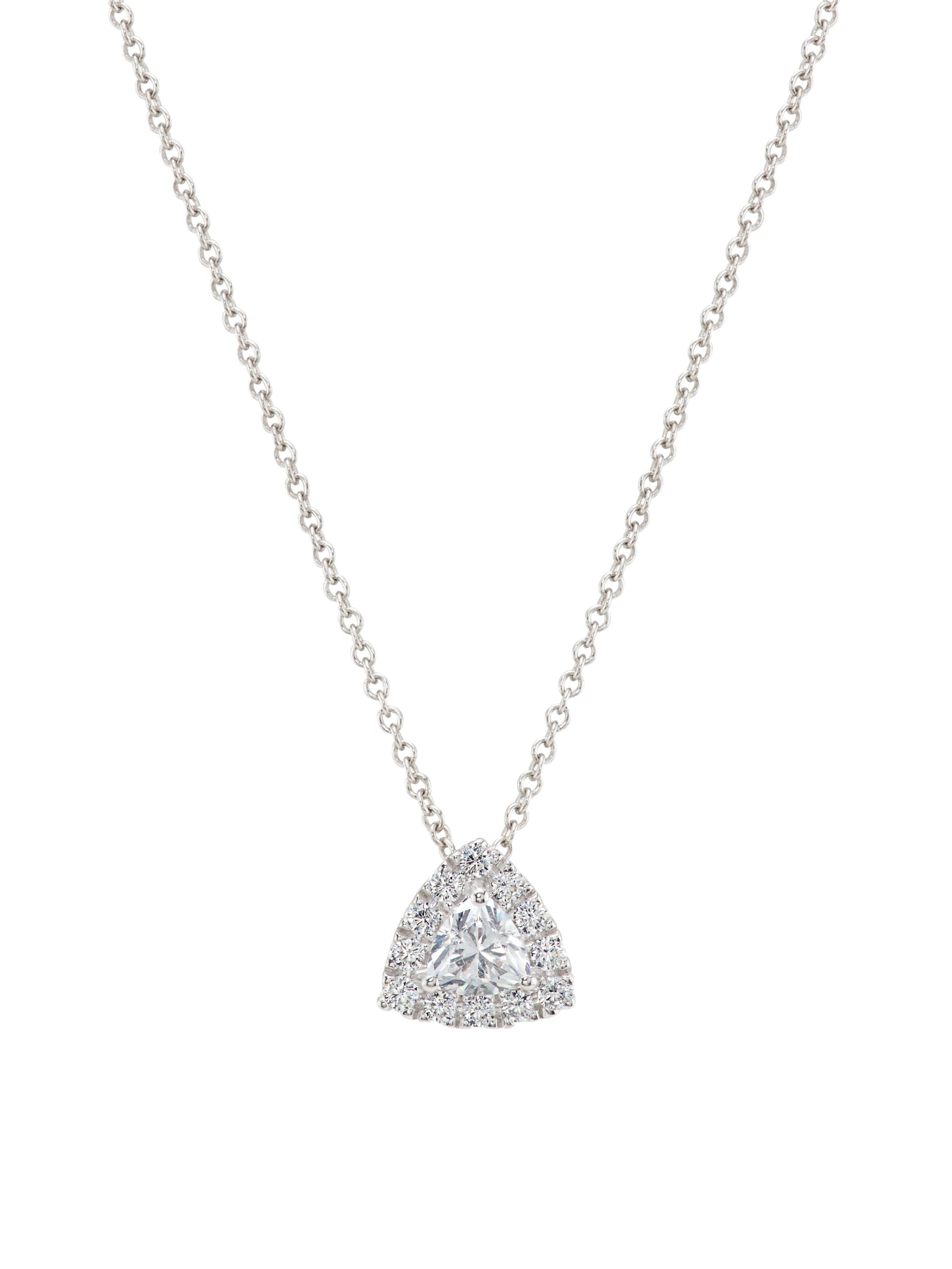 Saks Fifth Avenue Collection Women's 14K White Gold & 0.34 TCW Lab-Grown Diamond Halo Pendant Necklace - White Gold