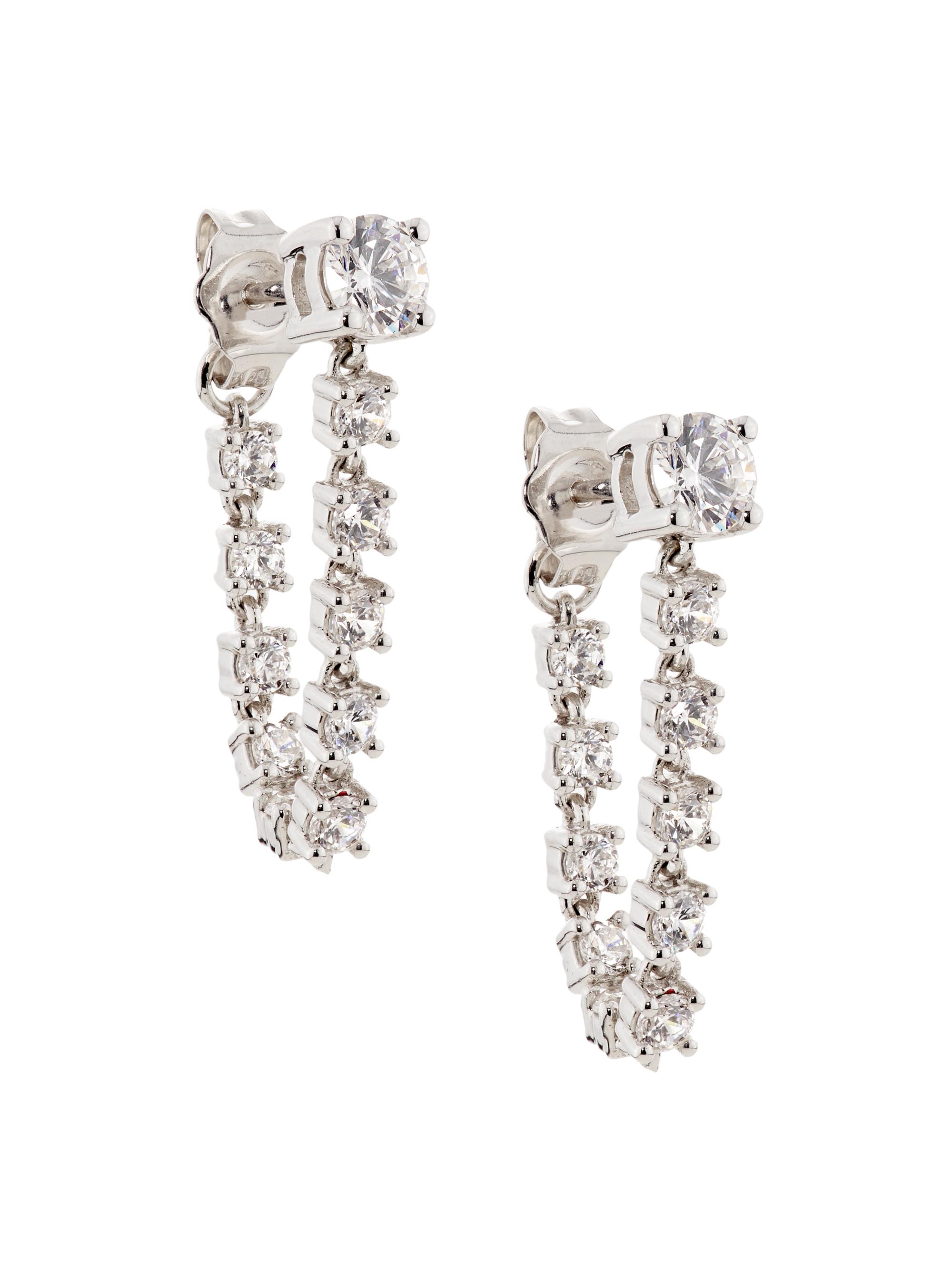 Saks Fifth Avenue Collection Women's 14K White Gold & 1.25 TCW Lab-Grown Diamond Chain Earrings - White Gold
