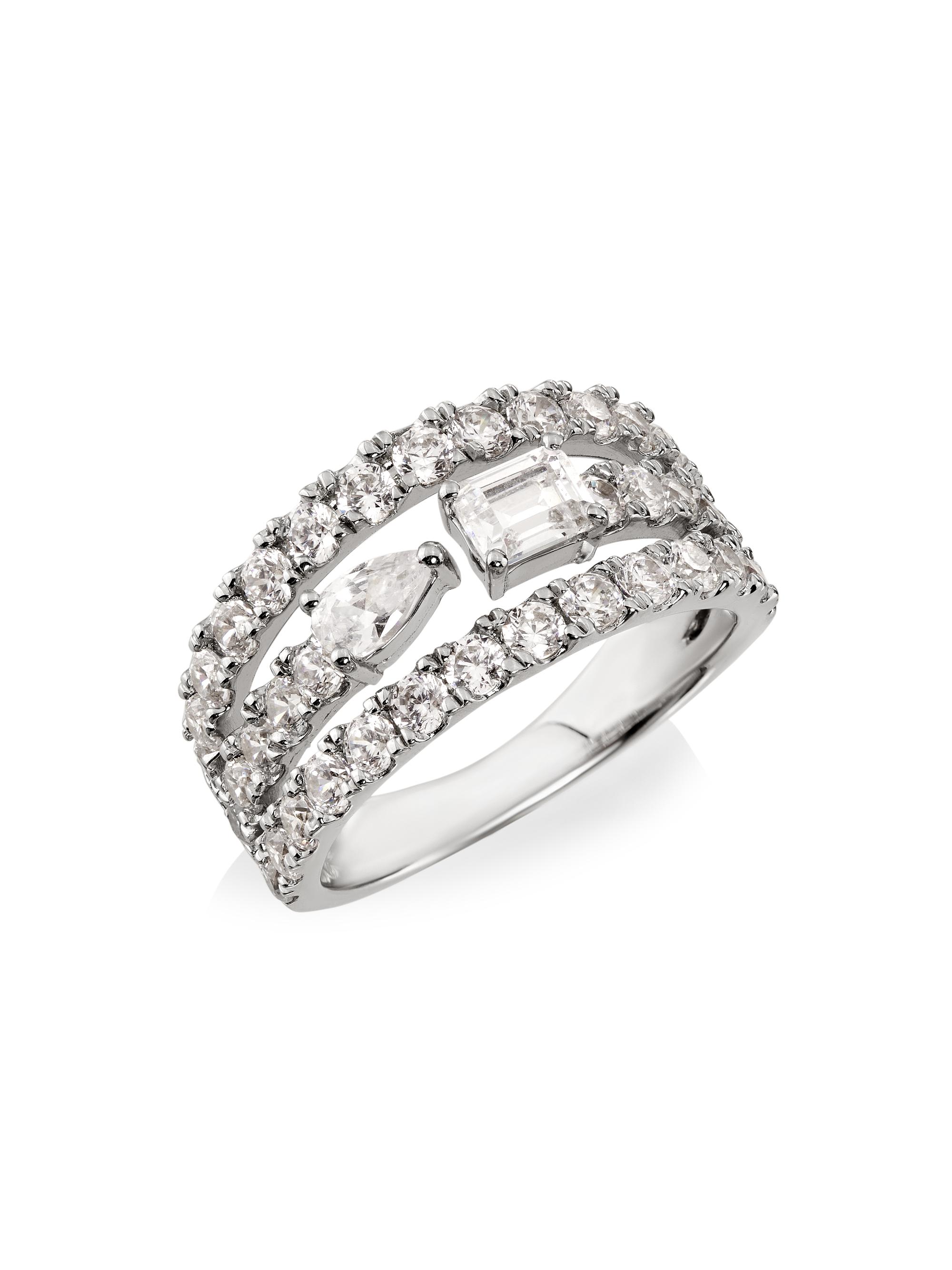 Saks Fifth Avenue Collection Women's 14K White Gold & 2.00 TCW Lab-Grown Diamond Triple-Row Ring - White Gold