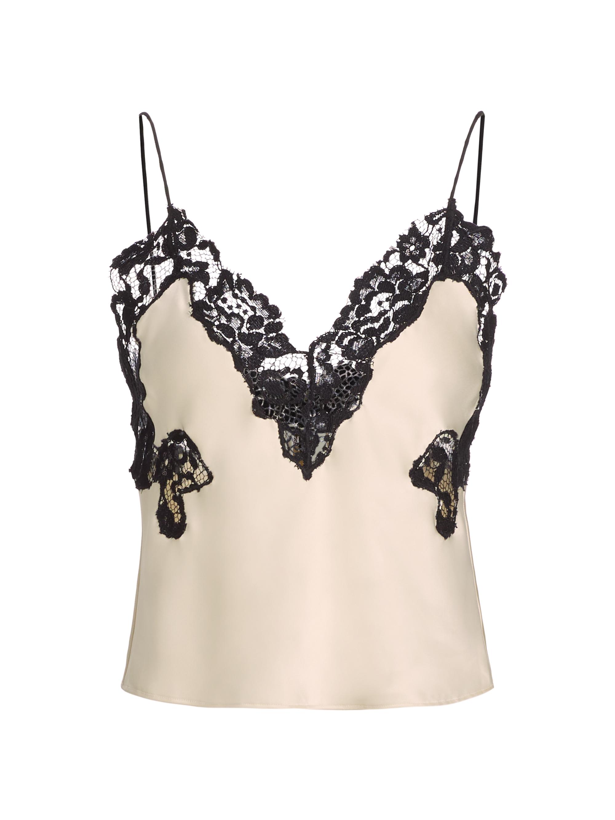 Ronny Kobo Women's Marguerite Satin Lace Camisole -  Black