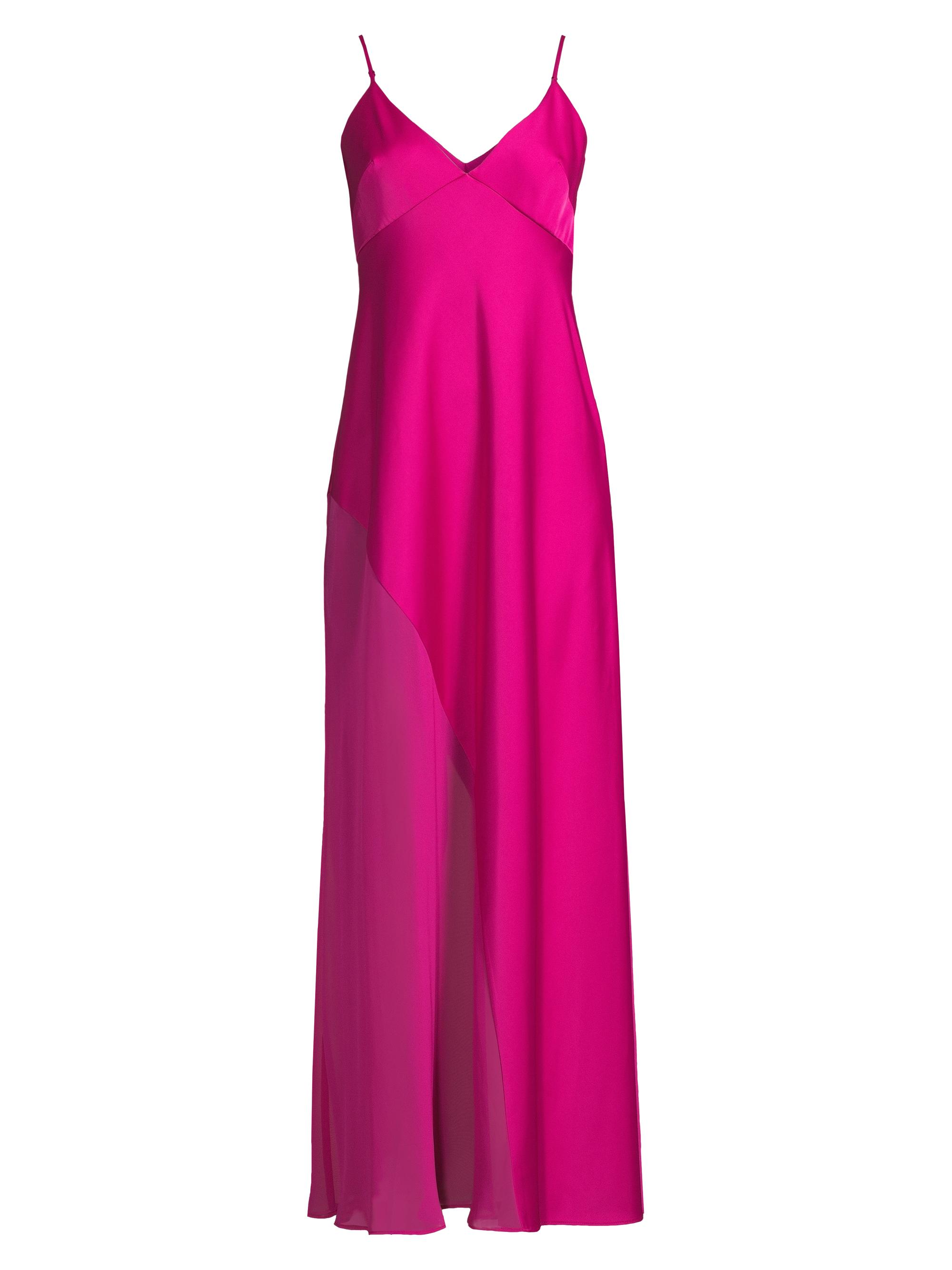 Liv Foster Women's Satin Chiffon V-Neck Gown - Cosmo Pink