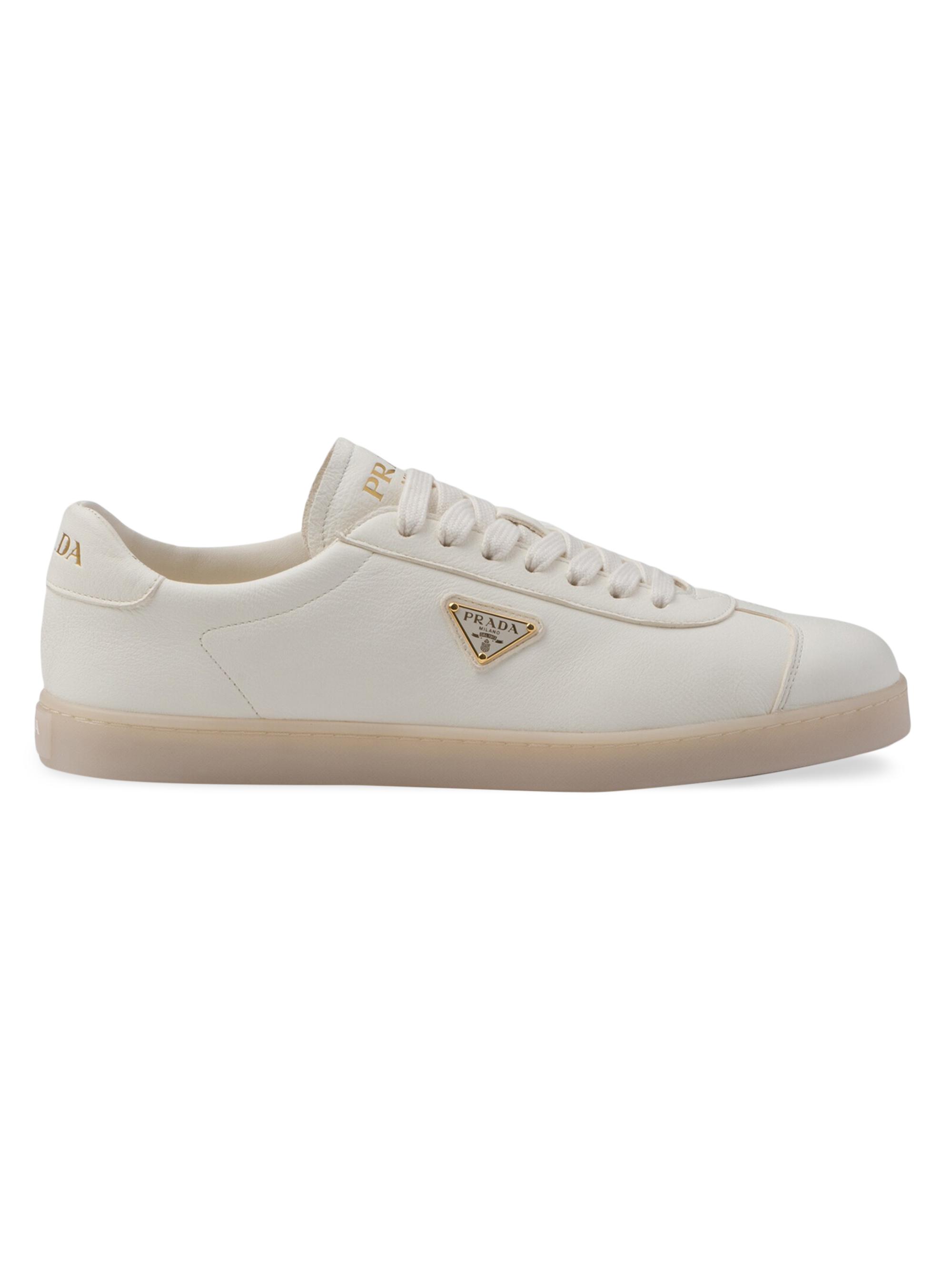 Prada Men's Lane Deer Leather Sneakers - Beige
