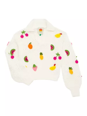 Shop Farm Rio Little Girl's u0026 Girl's Crochet Fruit Sweater | Saks Fifth  Avenue