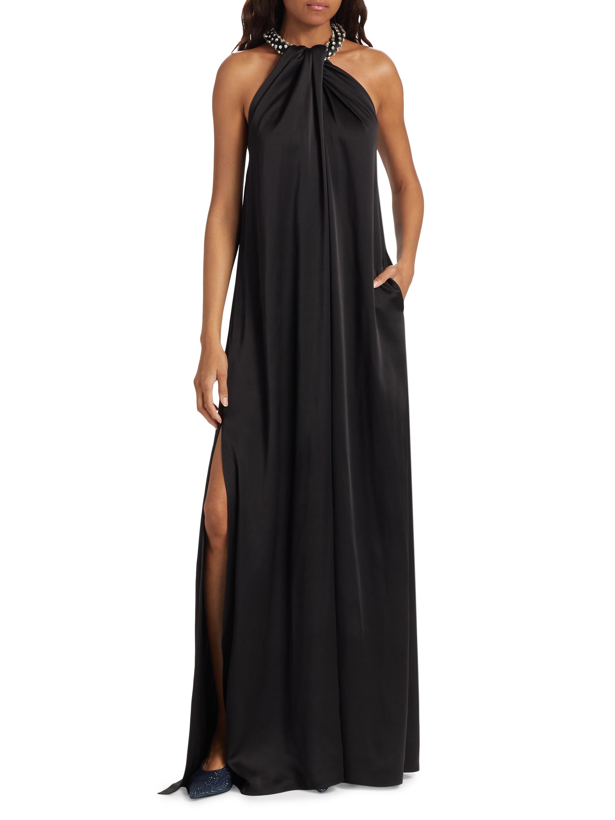 Stella Mccartney Women's Halterneck Satin Gown - Black - Size 4