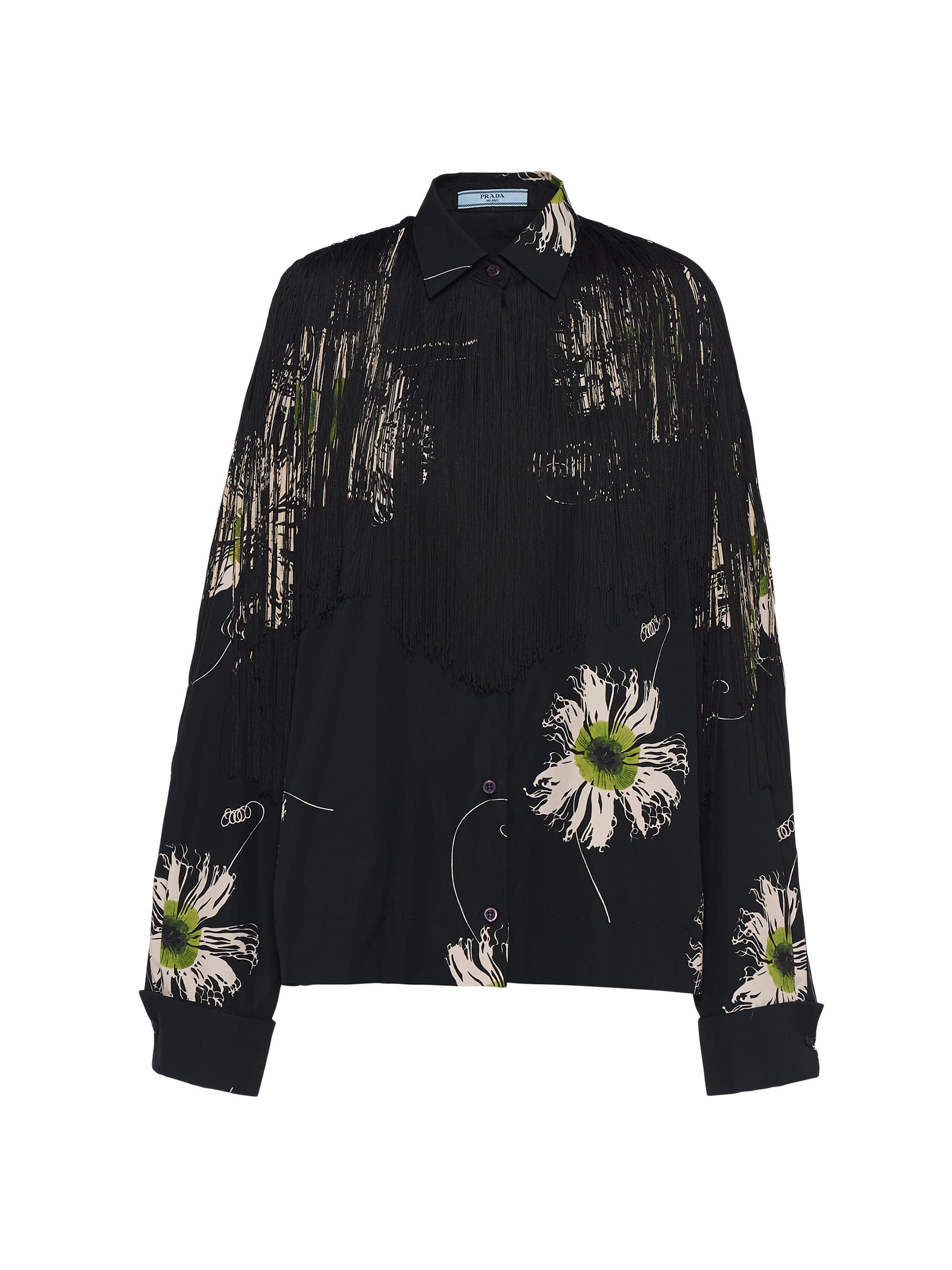 Prada Women's Printed Poplin Shirt - Black Floral