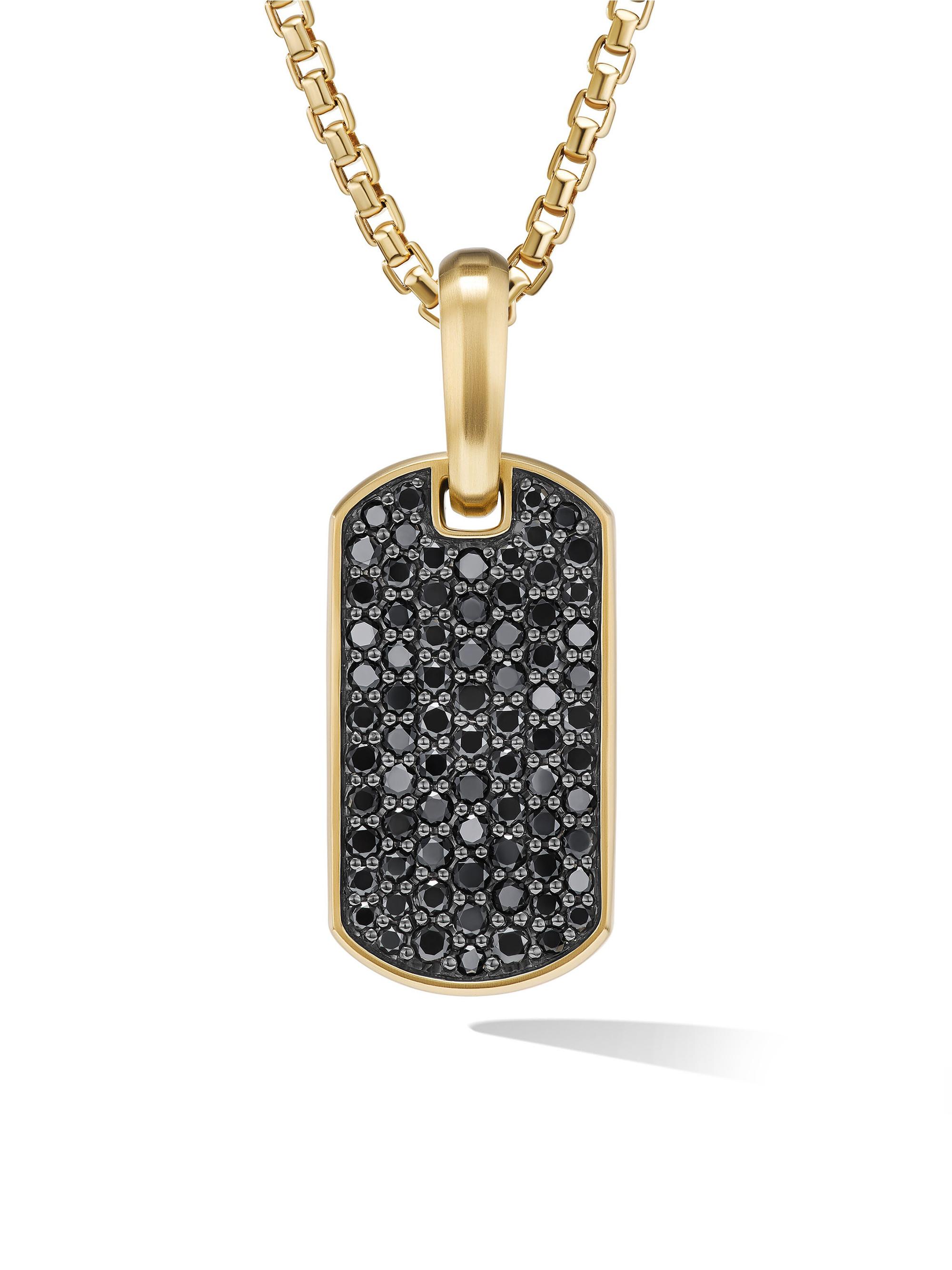 David Yurman Men's Chevron Tag in 18K Yellow Gold - Black Diamond