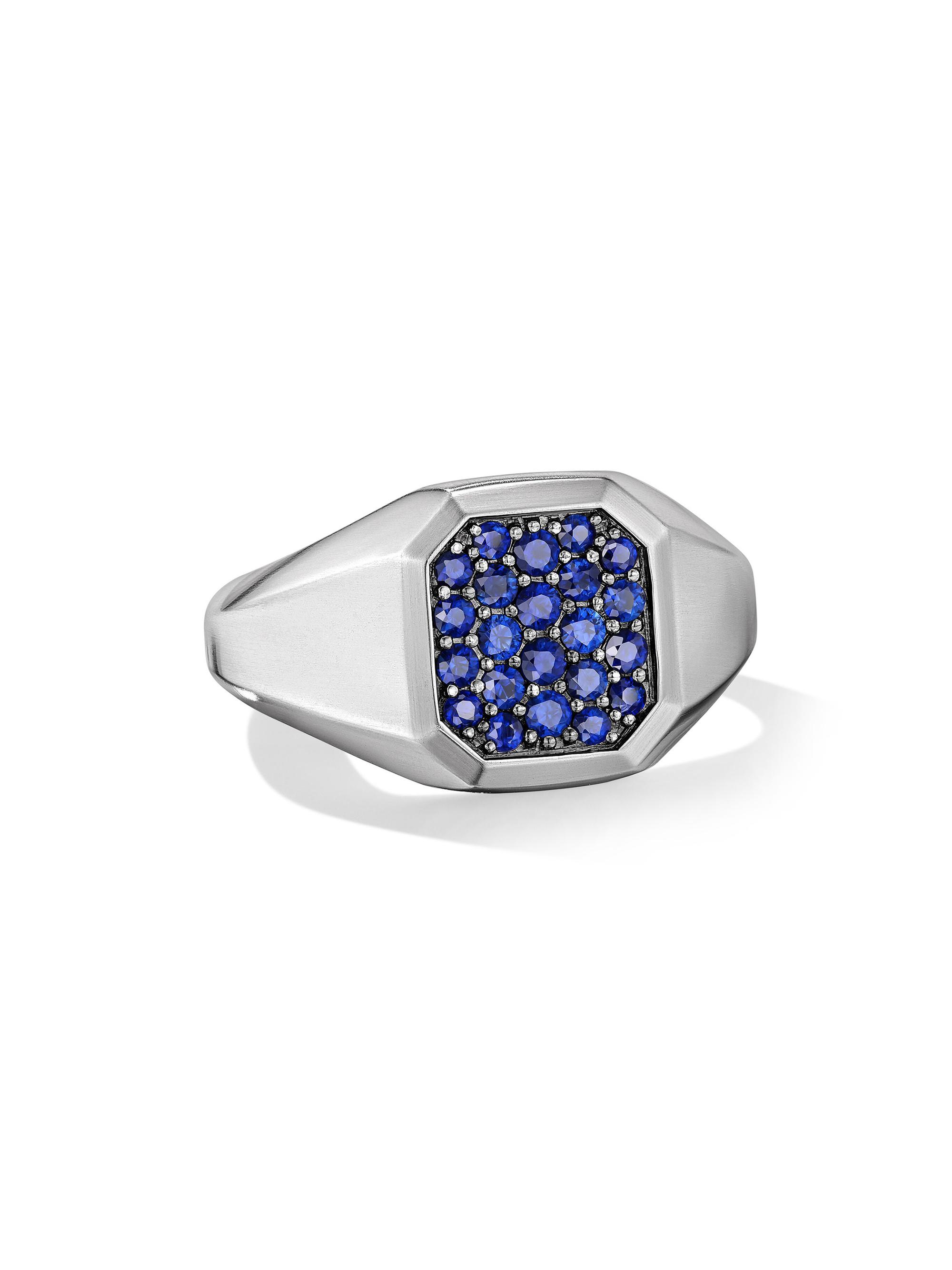 David Yurman Men's Streamline Signet Ring in Sterling Silver - Sapphire