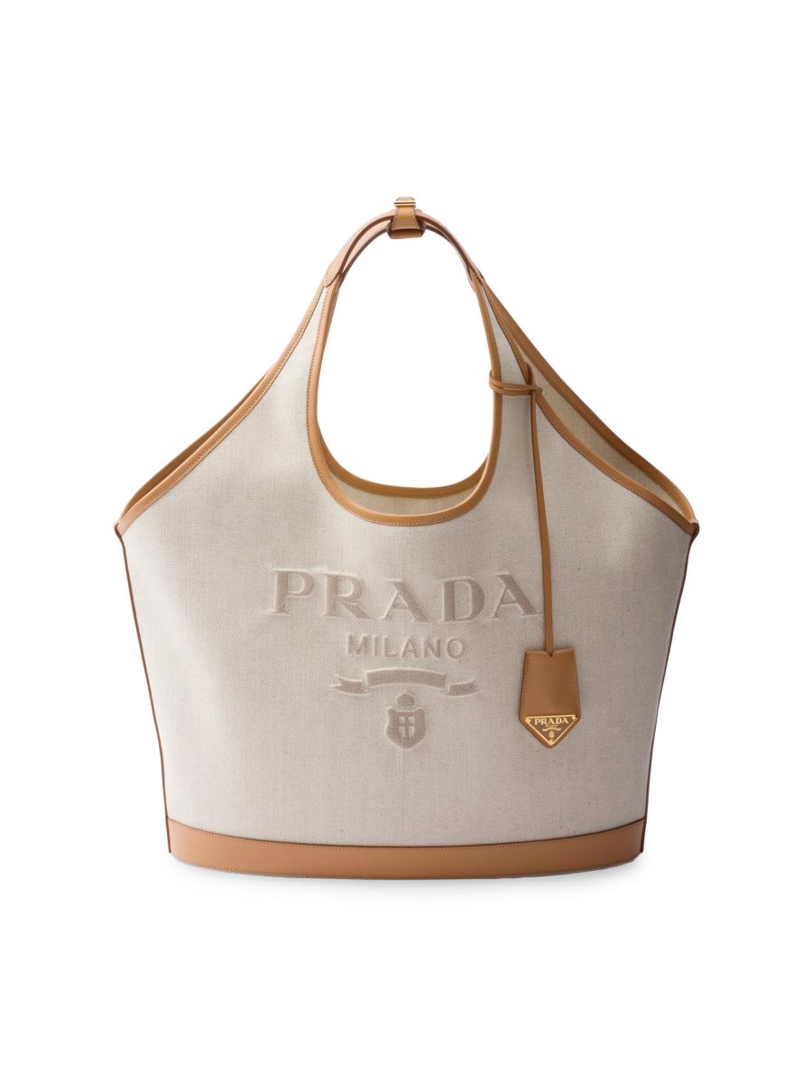 トートバッグ PRADA | Large linen blend and leather tote bag 1BG472 Prada Large Linen Blend and Leather Tote Bag | Saks Fifth Avenue