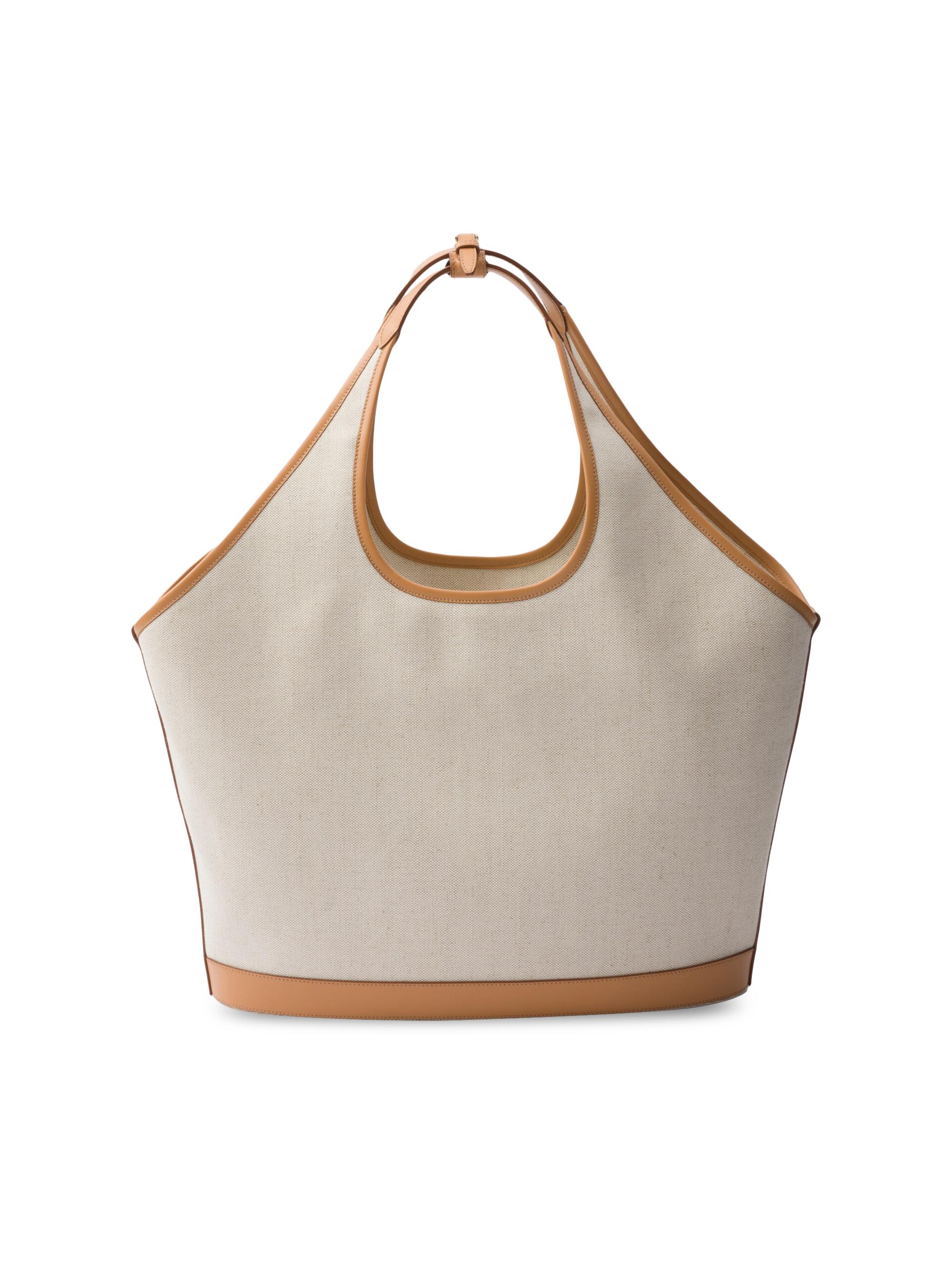 Prada Large Linen Blend and Leather Tote Bag | Saks Fifth Avenue