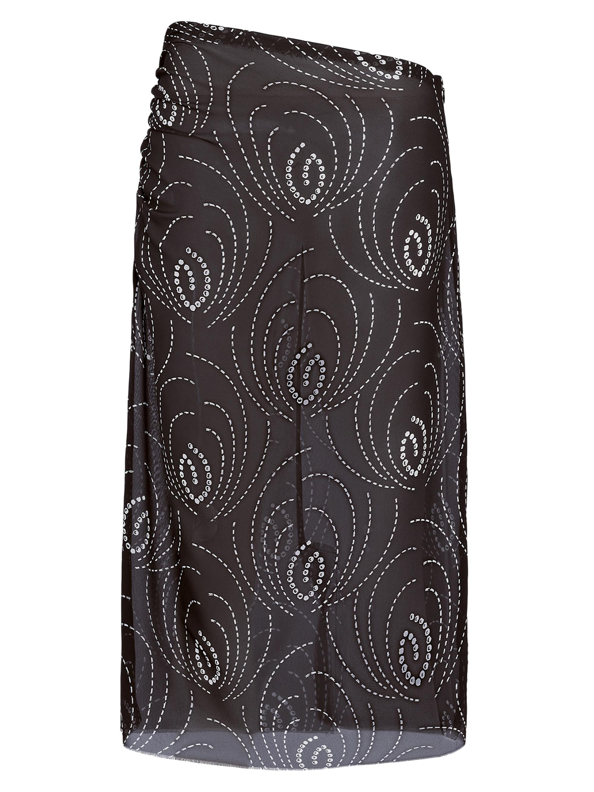 Prada Women's Printed Georgette Skirt - Black