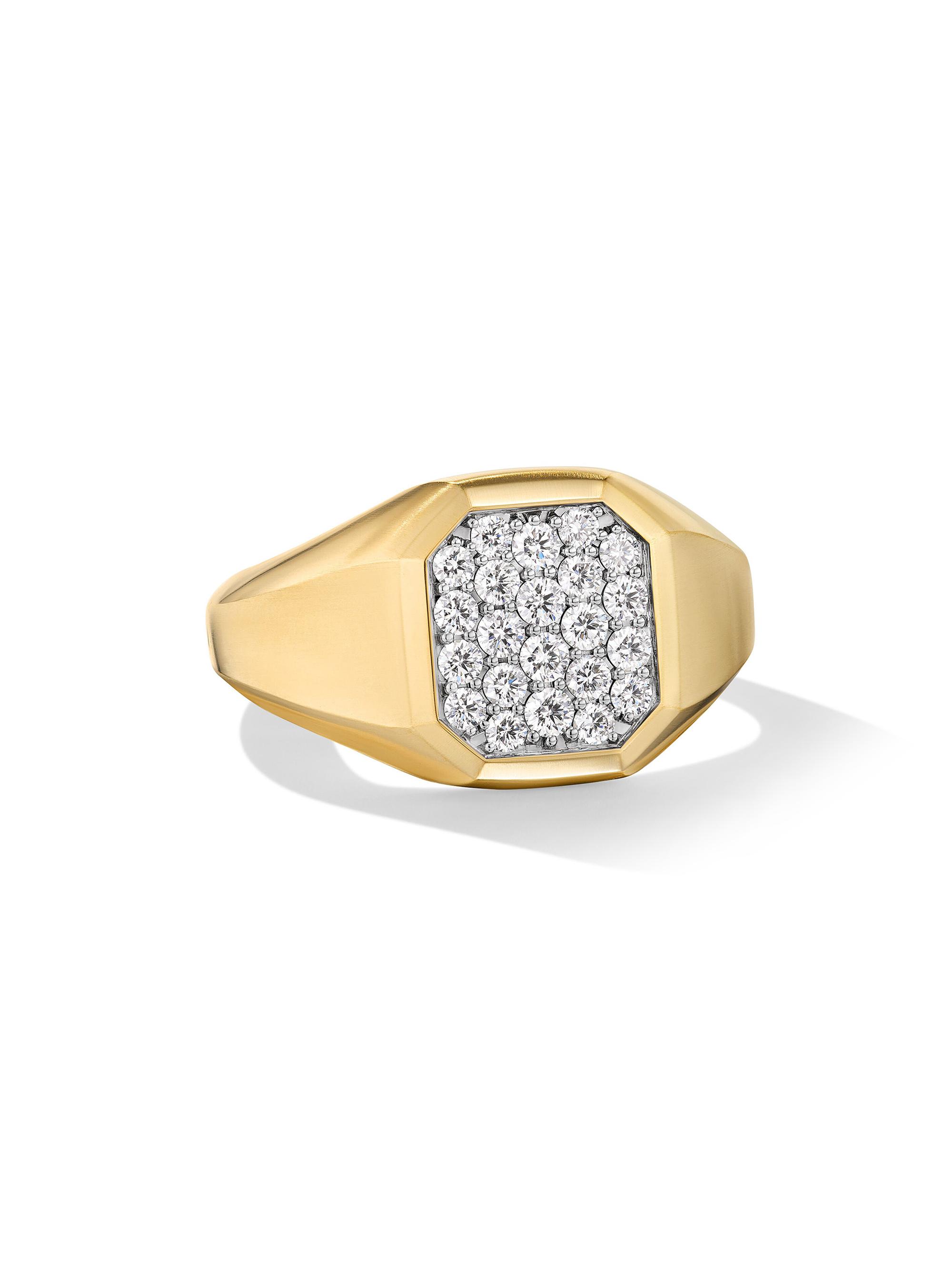 David Yurman Men's Streamline Signet Ring in 1K Yellow Gold - Diamond
