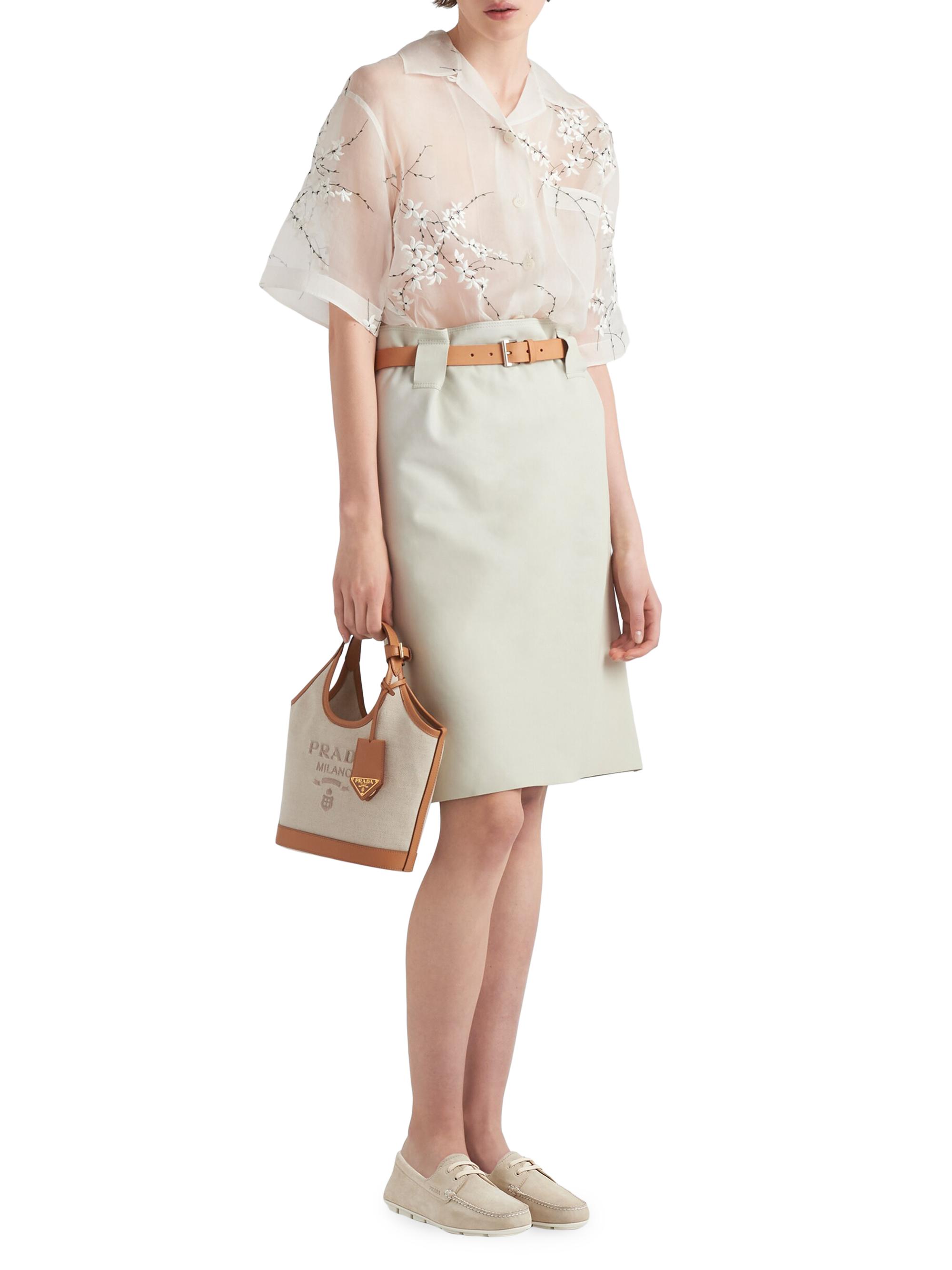 Prada Women's Linen Blend and Leather Mini-Buckle Bag - Beige