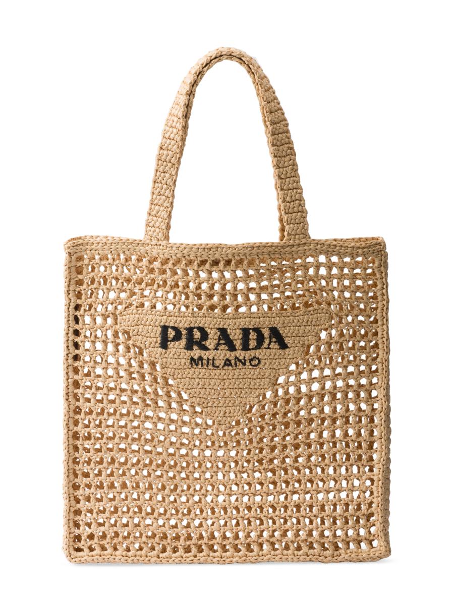 【PRADA】最新作★ Crochet and leather トートバッグ PRADA＊Small crochet and leather クロッシェバッグ＊送料込