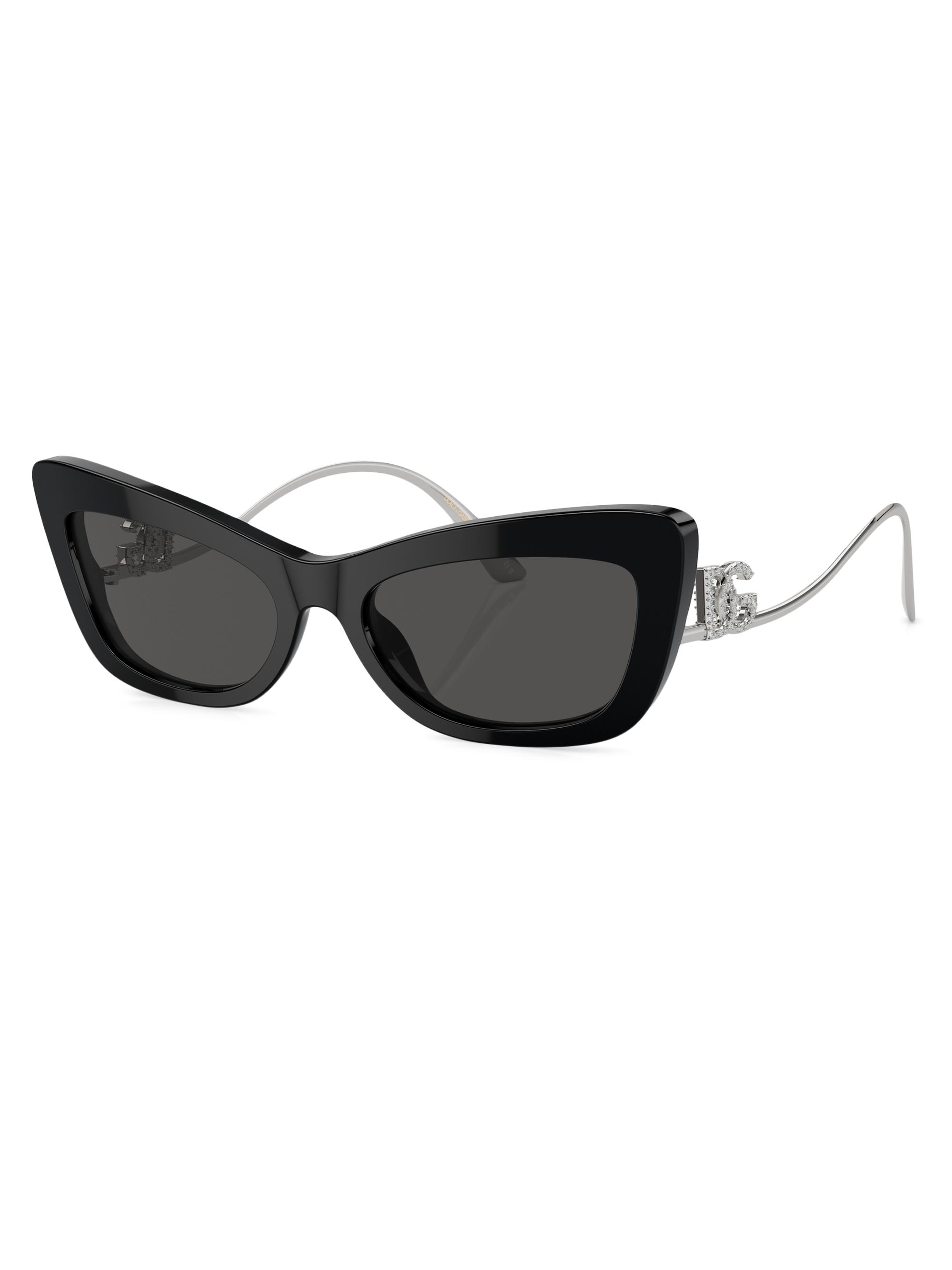 Dolce & Gabbana Women's 55MM Cat-Eye Sunglasses - Silver Black Dark Grey