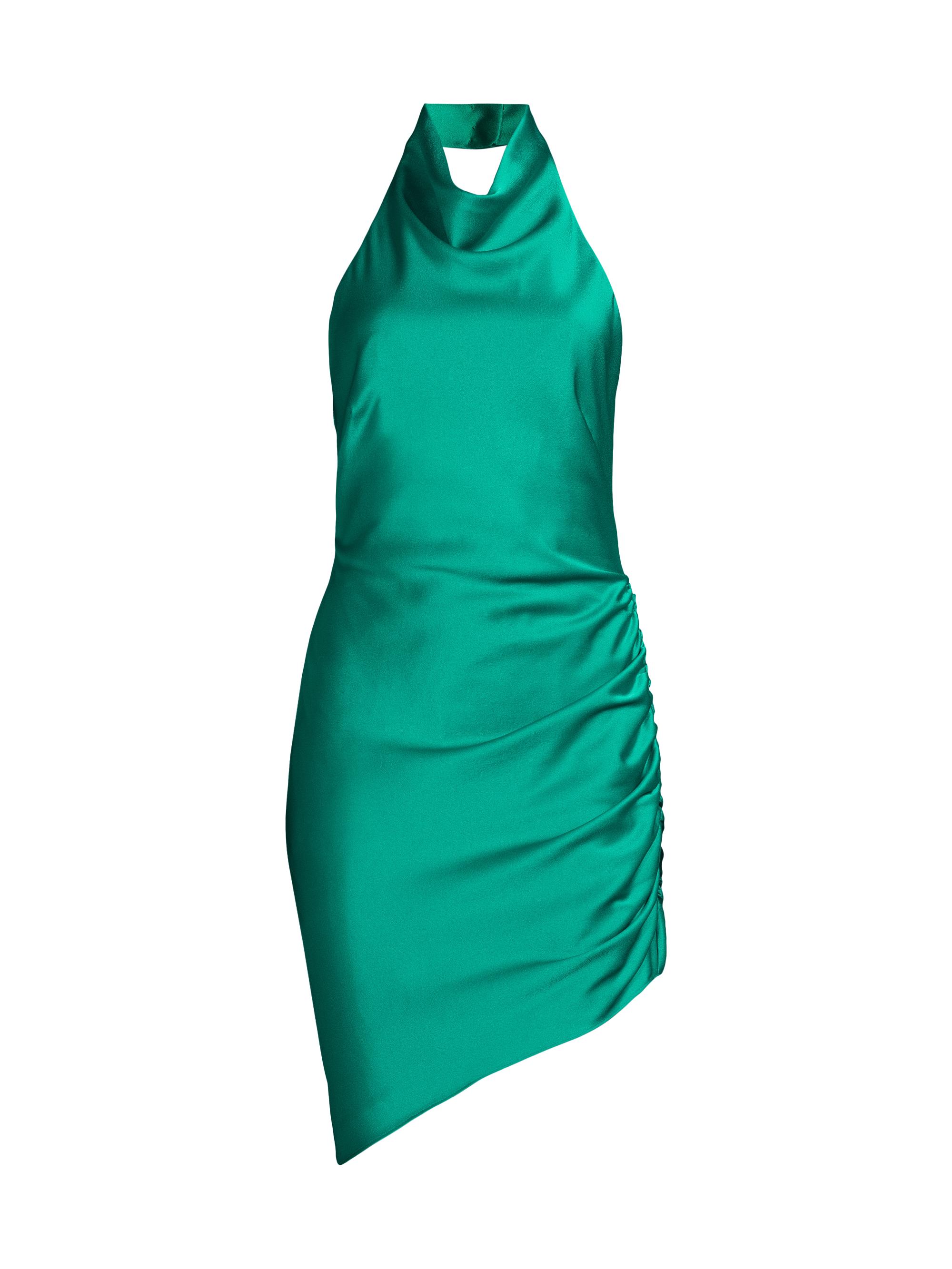 Liv Foster Women's Satin Halter Cowlneck Minidress - Exotic Jade