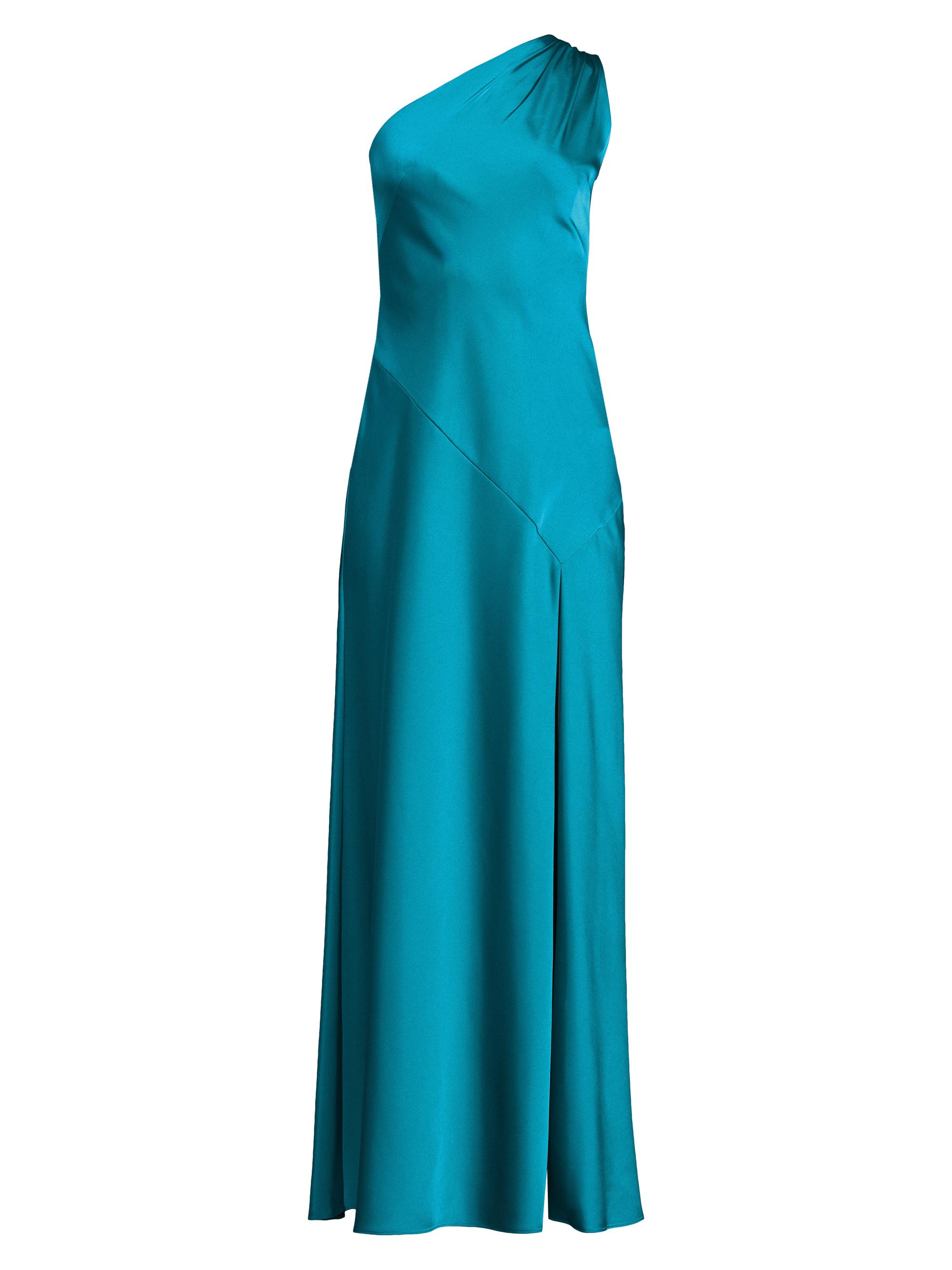 Liv Foster Women's Satin One-Shoulder Sash Gown - Deep Cerulean