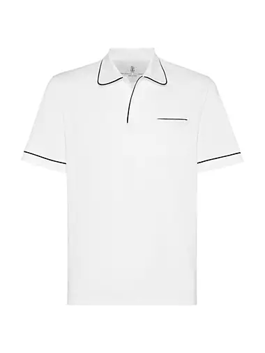 Cotton Jersey Club Collar Polo with Piping